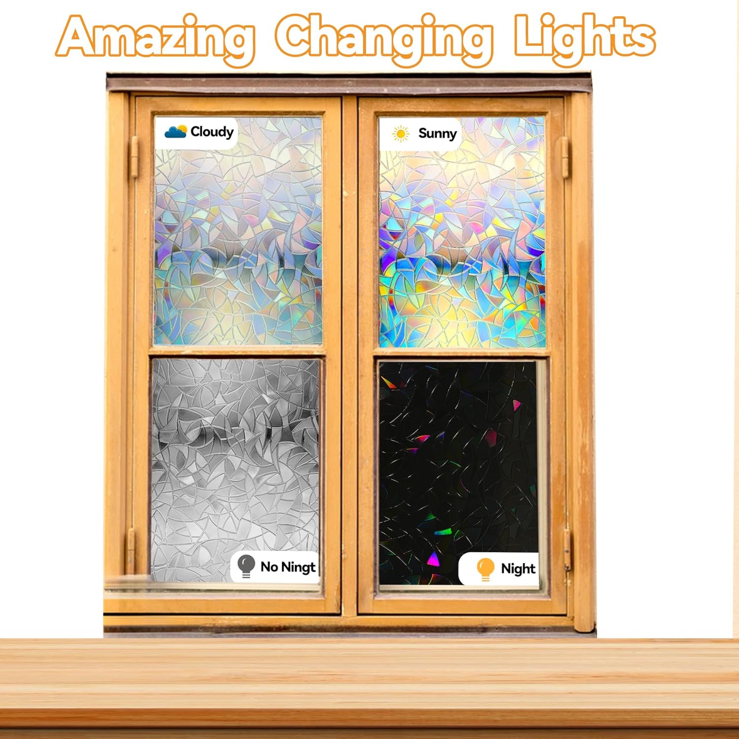 Película de privacidad para ventana, 17.5 x 78.7 pulgadas, película de ventana arcoíris para privacidad de vidrio, película decorativa para