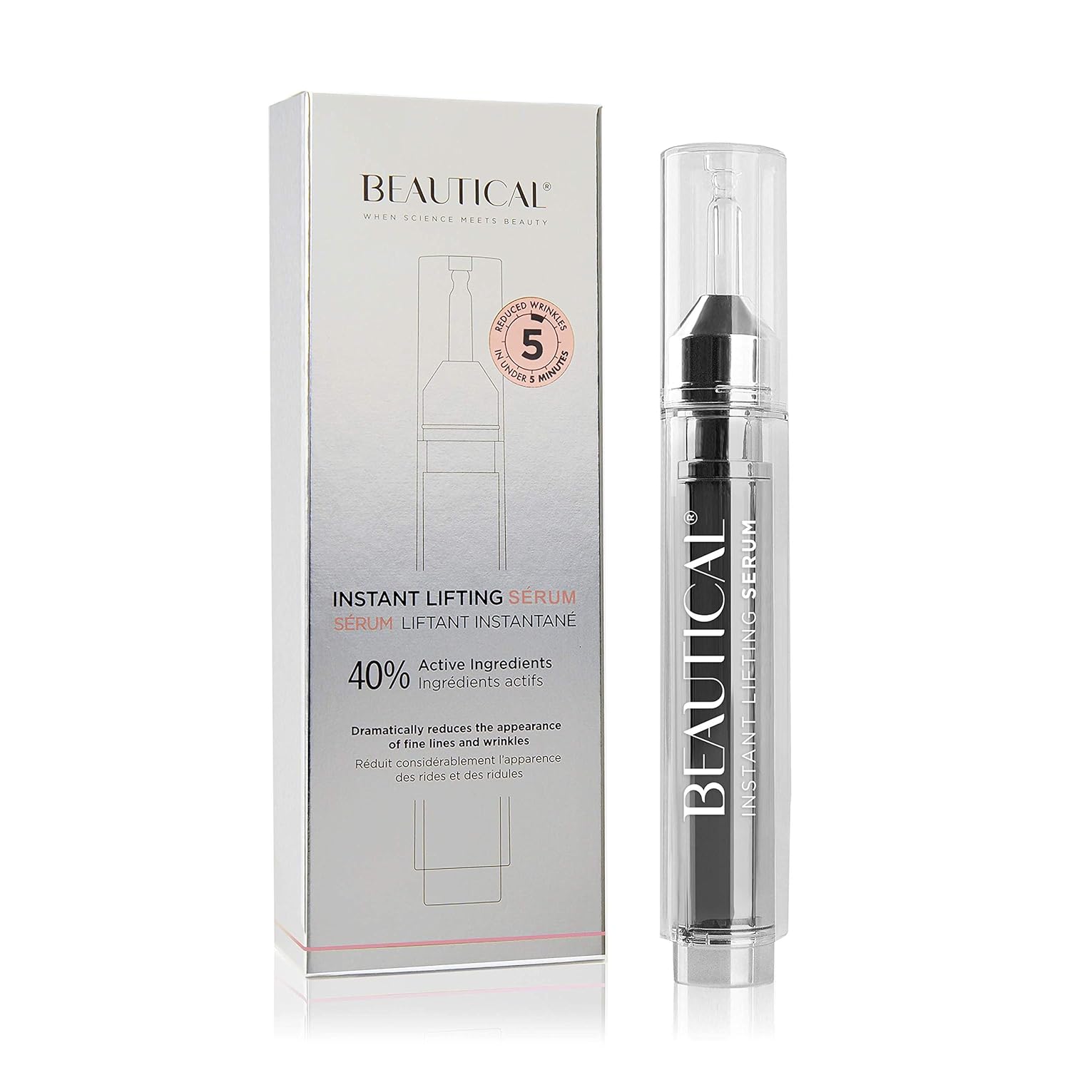 Suero de levantamiento instantáneo – Lifting, Hidratante – Contorno de rostro y ojos – Ácido hialurónico y péptidos – 0.5 fl oz