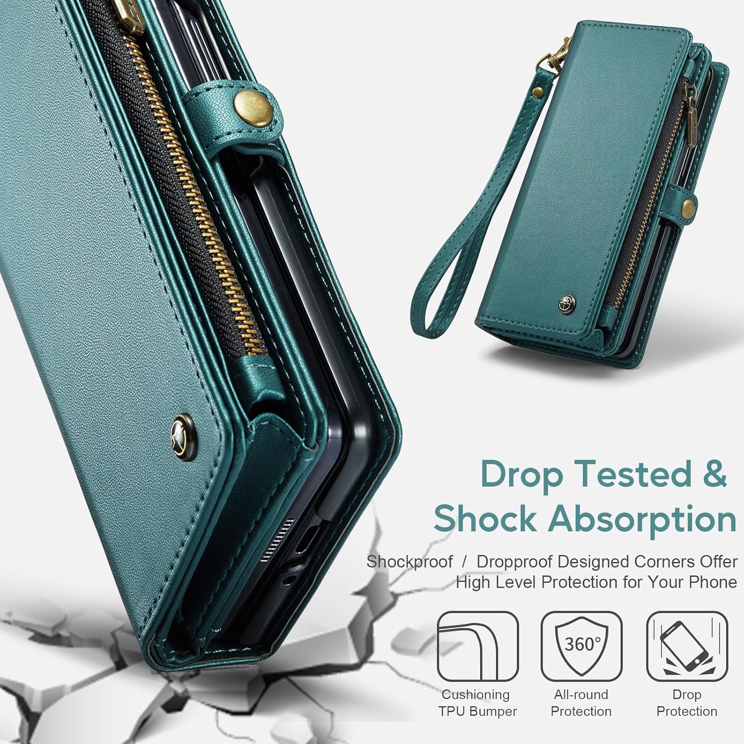 ASAPDOS Funda tipo cartera para Samsung Galaxy Z Fold 5 con soporte para S Pen y correa de piel sintética con cierre magnético S-Pen totalmente