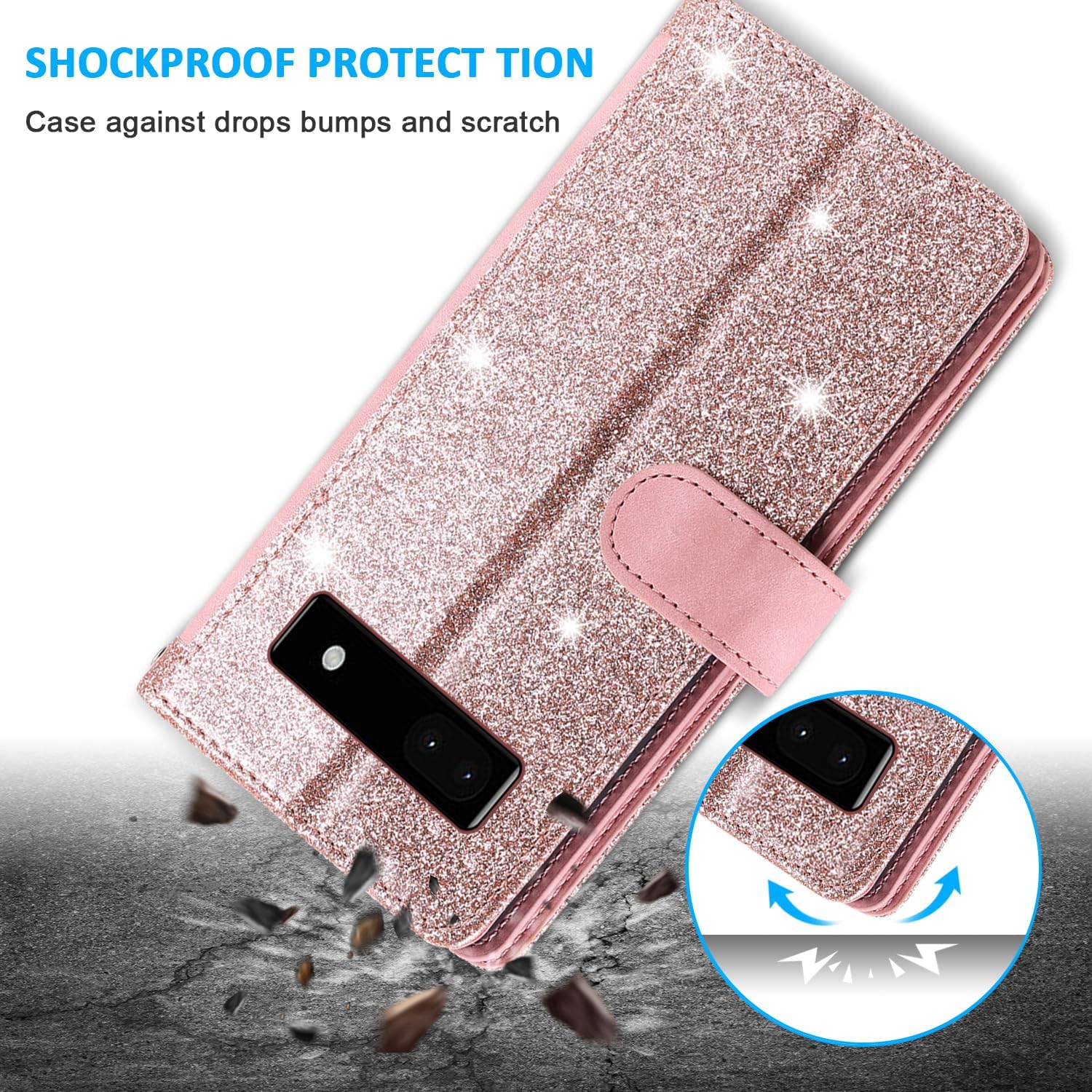 Furiet Funda tipo cartera para Google Pixel 6A 5G 2022, estilo retro, mate, 9 ranuras para tarjetas, funda de bolsillo con cremallera, cierre