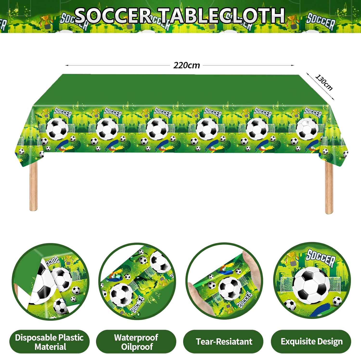Decoraciones de fiesta de cumpleaños de fútbol para niños, 106 piezas de suministros de fiesta de cumpleaños de fútbol, incluyendo telón de fondo de