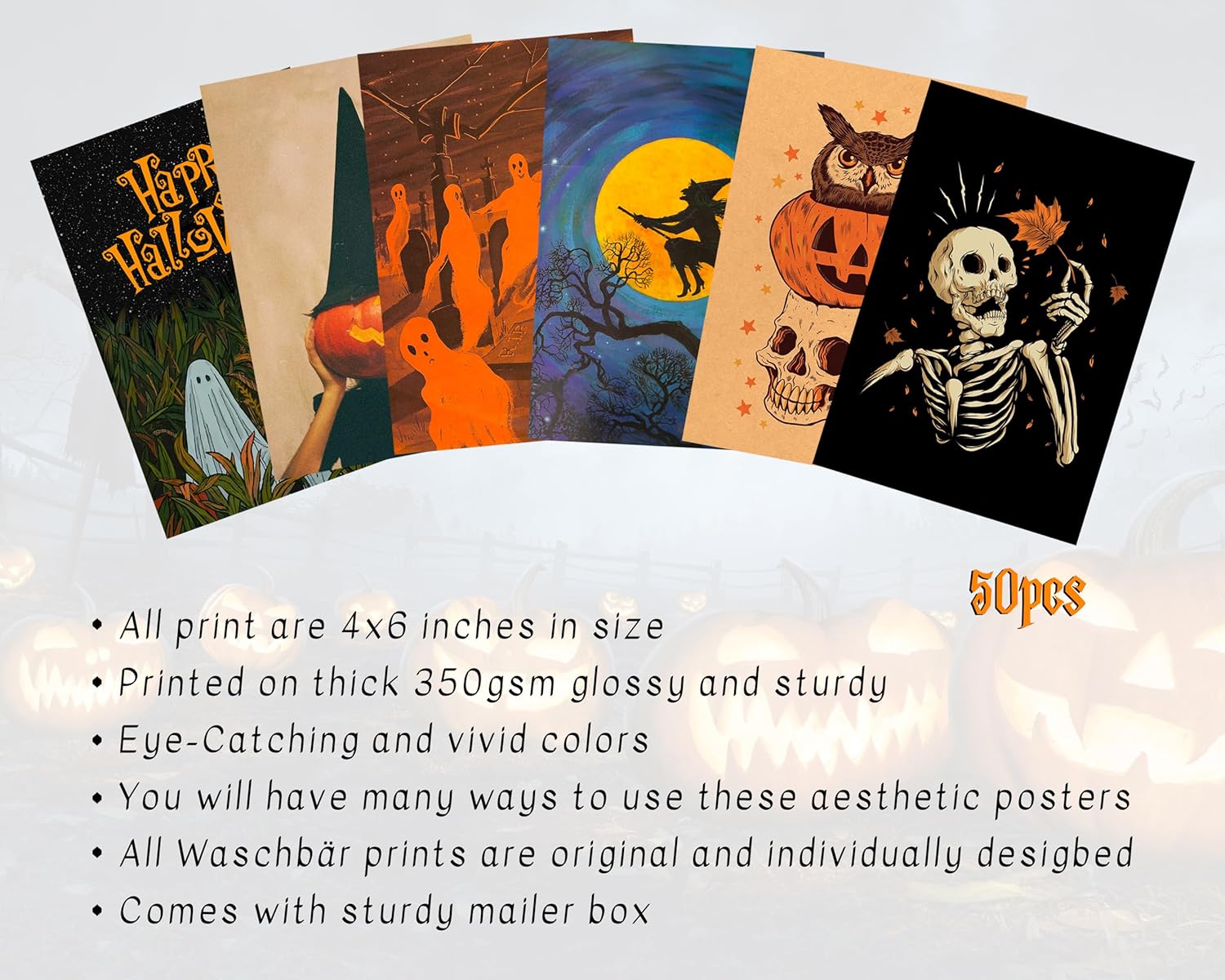 Waschbär Kit de collage de pared de Halloween, imágenes estéticas, decoración de habitación de Halloween, póster de Halloween para adolescentes,