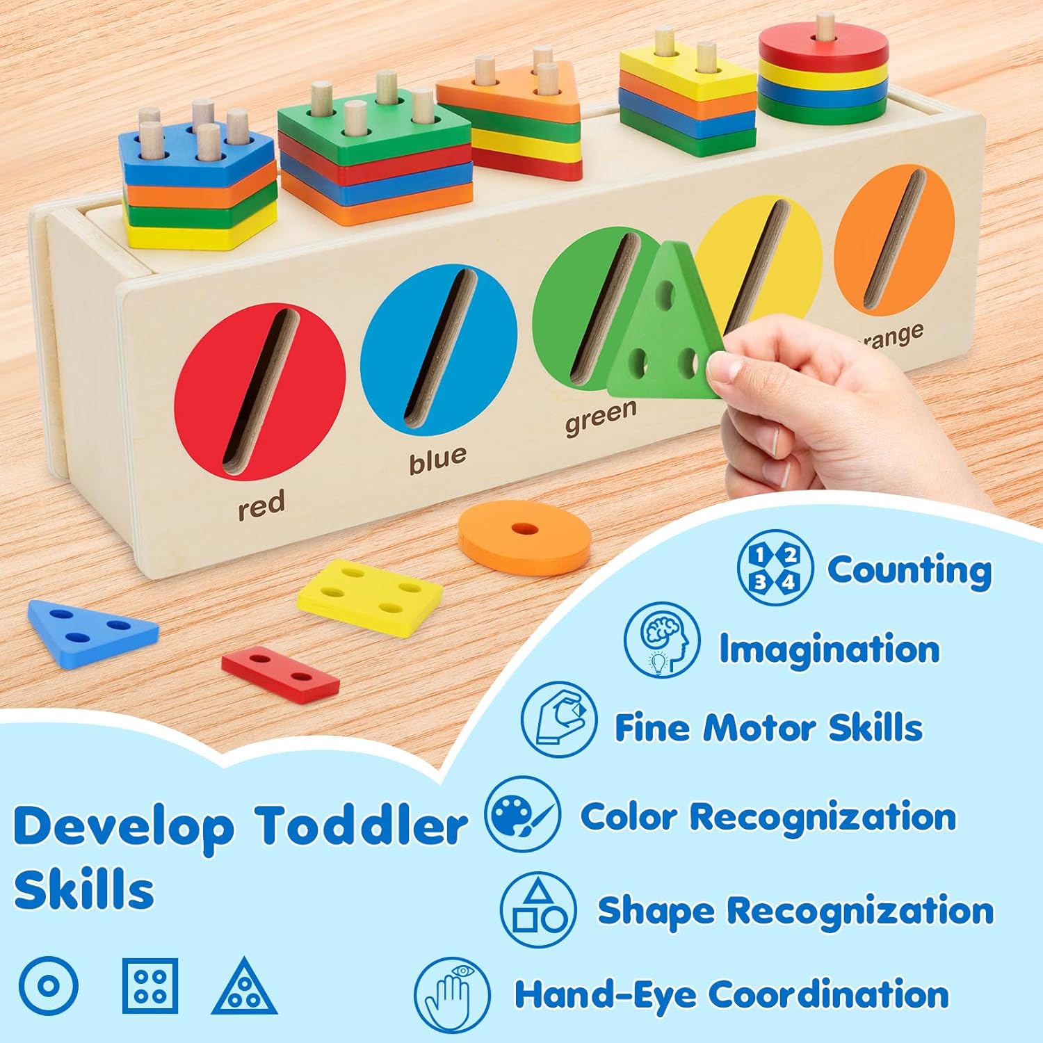 Juguetes Montessori para niños pequeños de 1, 2, 3 años, caja a juego de clasificación de colores y formas, juguetes de aprendizaje temprano para