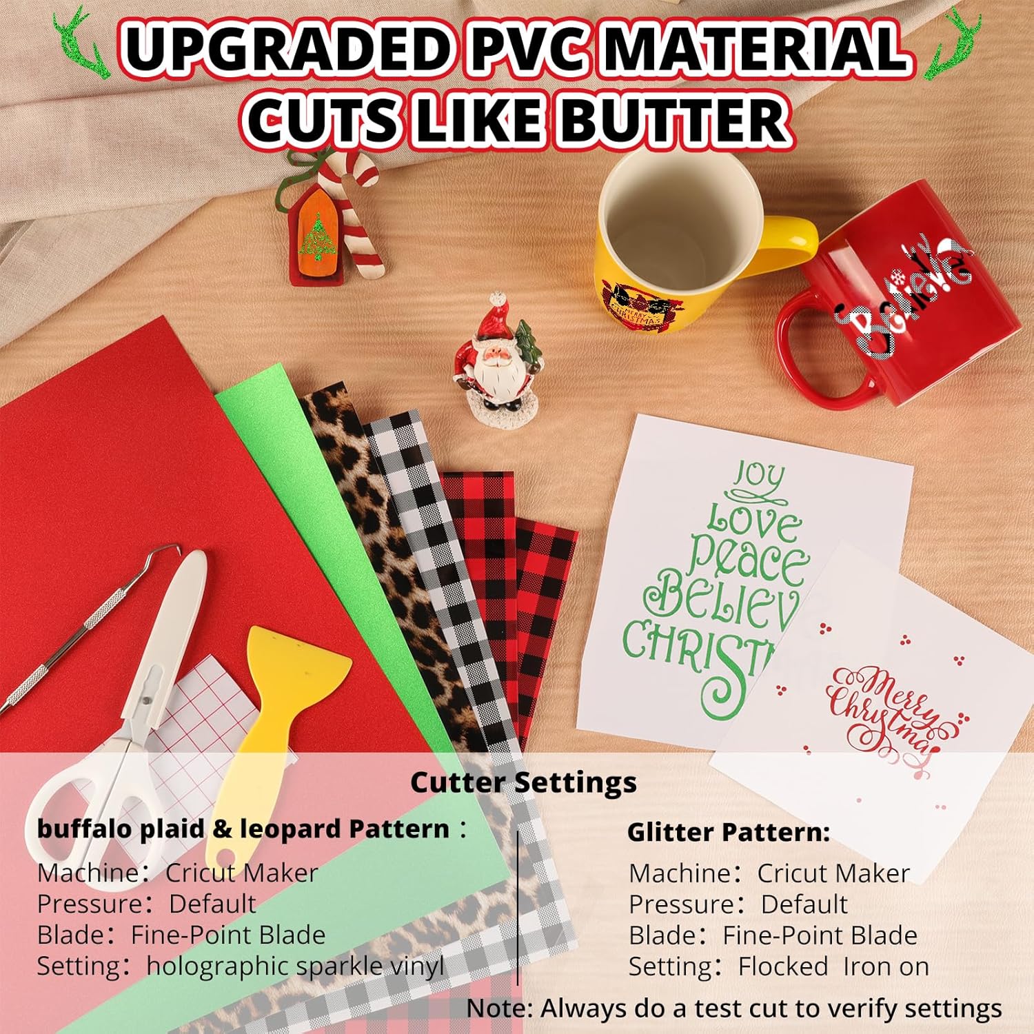 HTVRONT Buffalo Plaid – Vinilo permanente a cuadros, 12 hojas de vinilo permanente de 12 x 12 pulgadas para máquina Cricut, incluye 7 vinilos