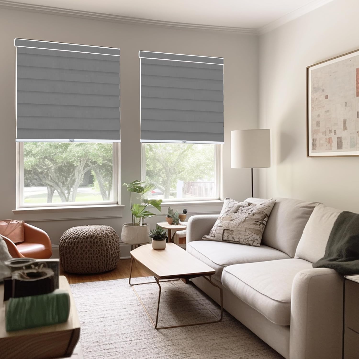 CHICOLOGY – Sombras de cebra sin varillas para uso diario, tratamiento de doble capa para ventana de filtrado de luz, ideal para niños y perfecto