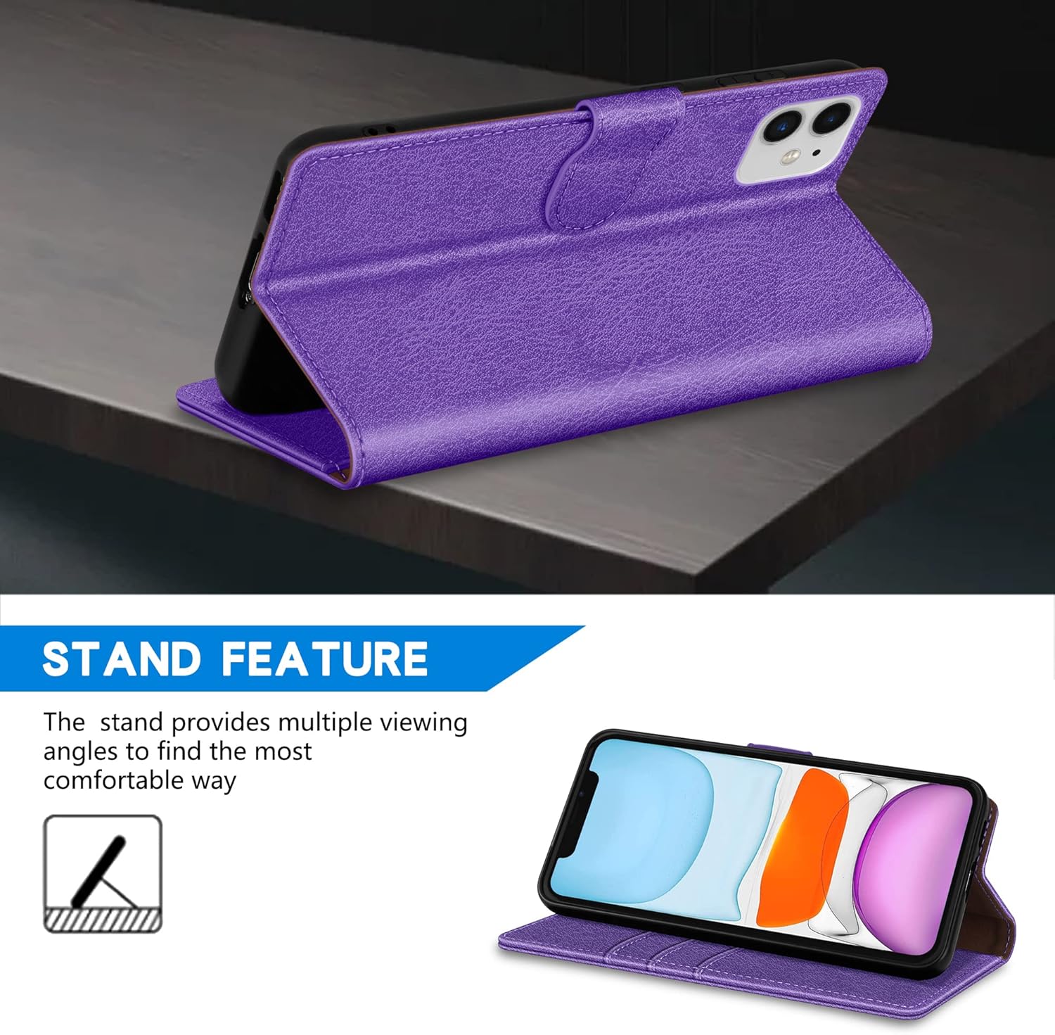 ZZXX Funda tipo cartera para iPhone 11 con bloqueo RFID, ranura para tarjetas, función atril, cierre magnético, funda protectora de cuero para