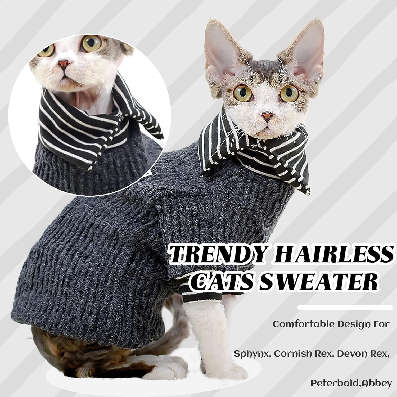 Bonaweite Sphynx – Suéter de gato sin pelo, cuello alto, ropa para gatos, ropa de gatito, de punto suave, ropa para gatos, ropa para mascotas,