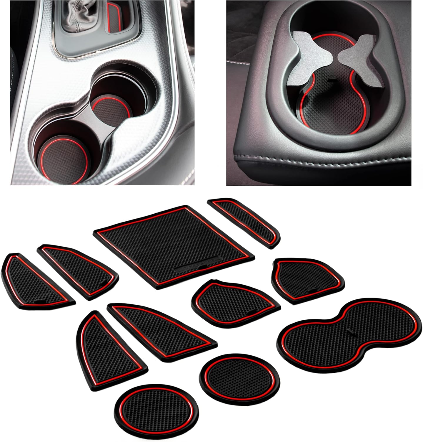 CupHolderHero Compatible con accesorios Dodge Challenger 2015-2024 Premium Custom Interior Antipolvo Antipolvo Insertos portavasos, tapetes de