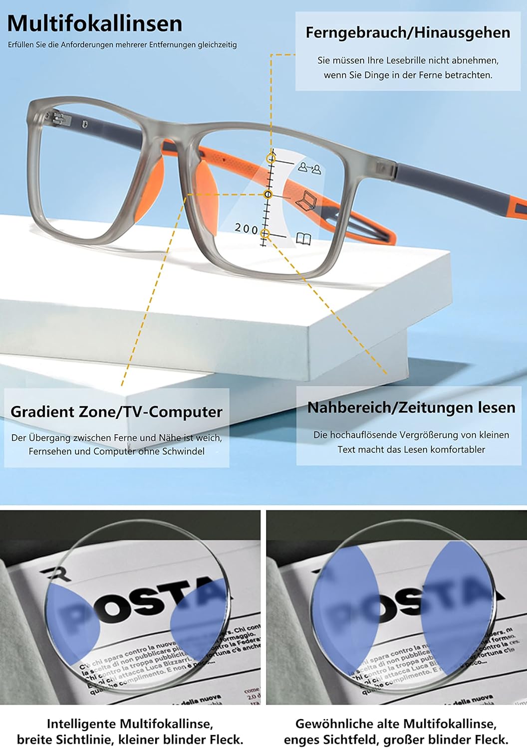 Gafas de lectura fotocrómicas para hombre y mujer, progresivas multifocales, rectángulo, con bloqueo de luz azul