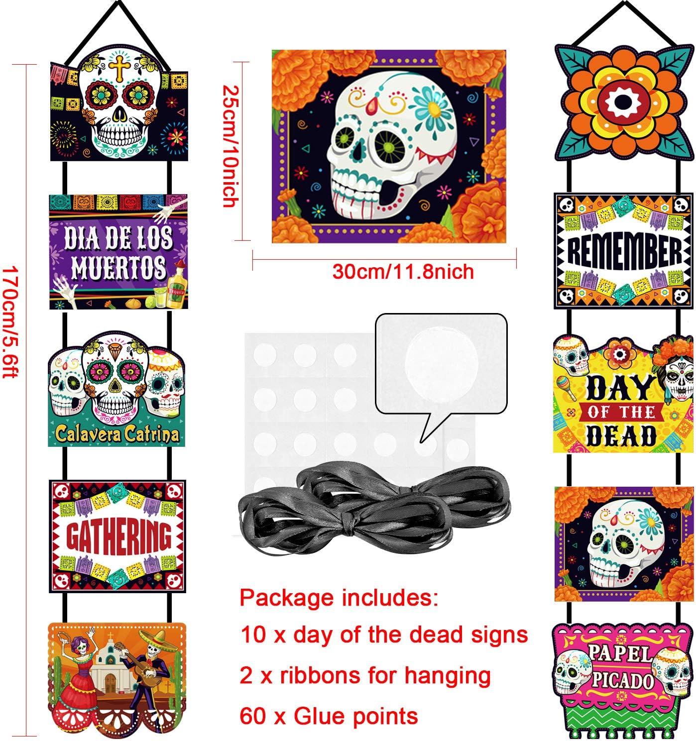 Decoración del Día de los Muertos Día de los Muertos, cartel laminado del Día de los Muertos, para interiores y exteriores, decoración mexicana,