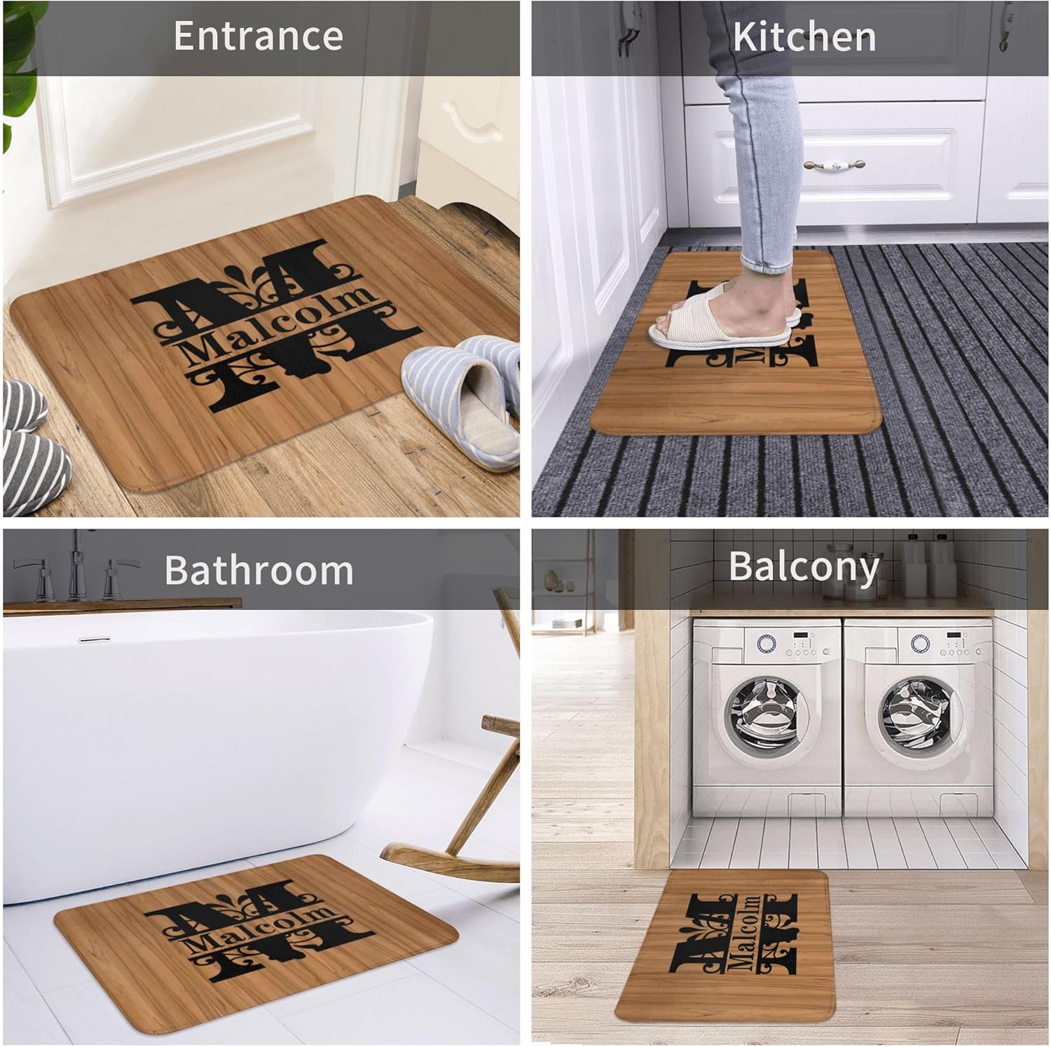 HYHSJY Tapete de bienvenida personalizado con iniciales para exteriores, para puerta delantera, monograma y nombre de la familia, tapete de piso