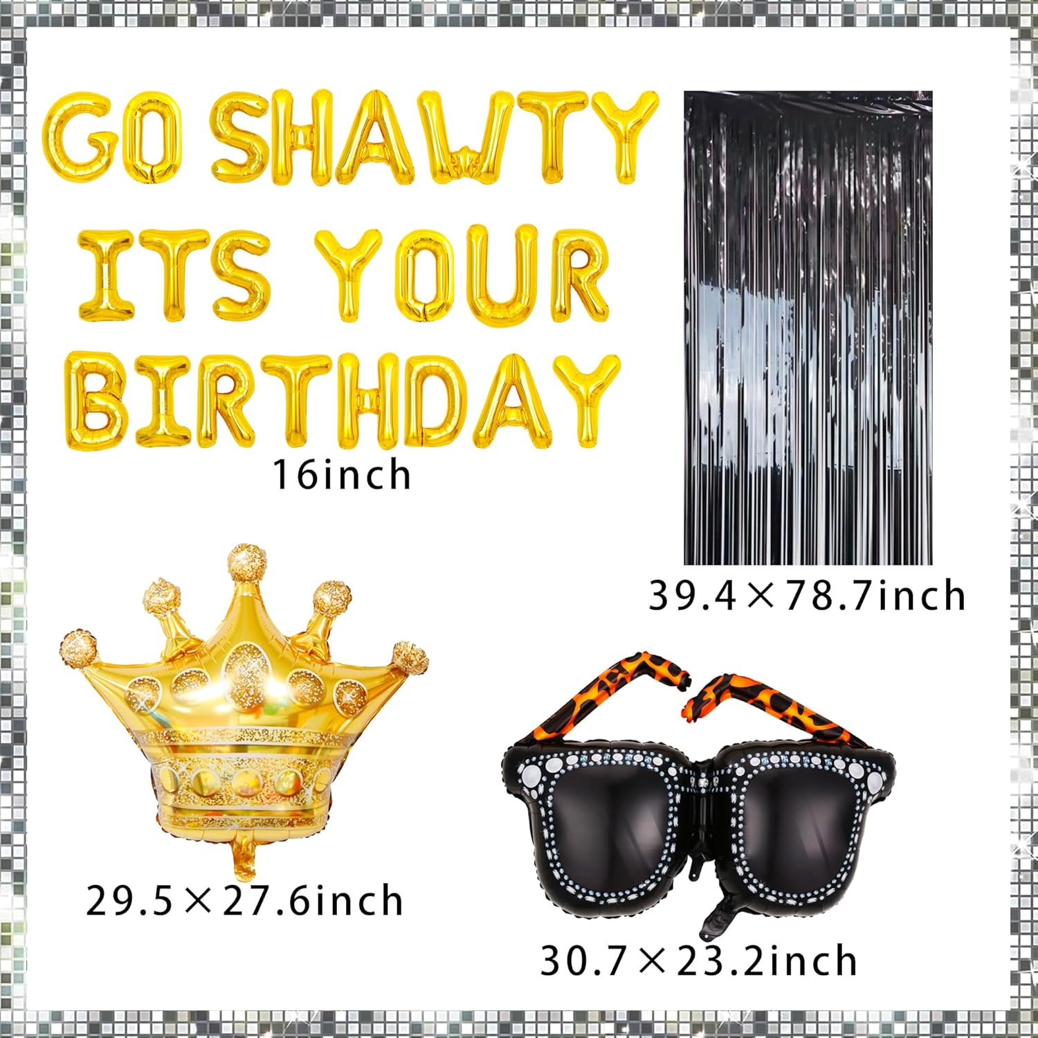 Decoración de cumpleaños Gold Go Shawty It’s Your Birthday Early 2000s Hip Hop decoraciones de cumpleaños suministros de decoración de cumpleaños de