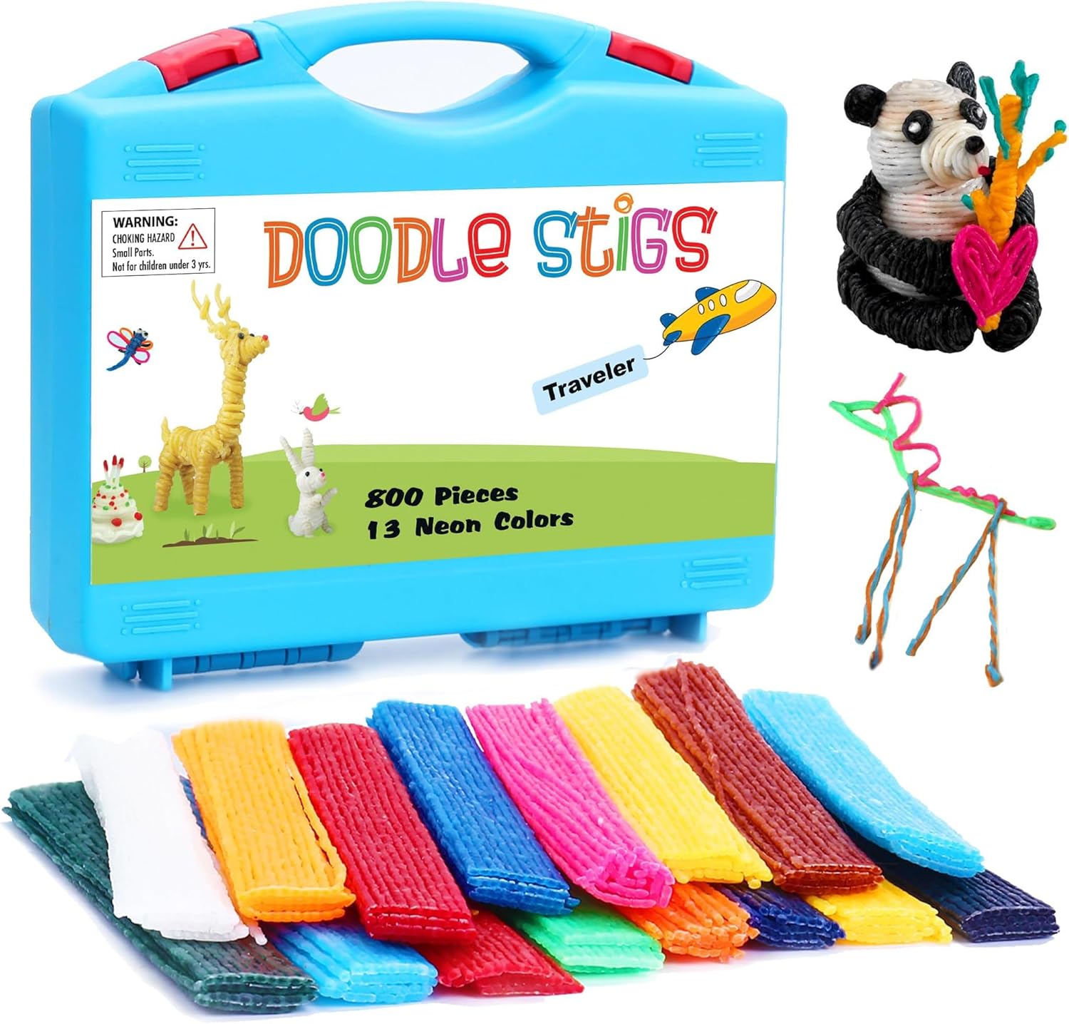 (640 piezas y 1 funda de viaje) varillas de hilo de cera  6 pulgadas, 13 colores neón para niños  Manualidades de bricolaje y suministros para