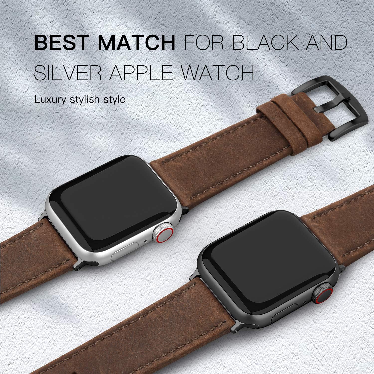EDIMENS – Correa de piel compatible con Apple Watch de 1.654pulgadas y 1.732pulgadas para hombre y mujer, correa de repuesto para Apple Watch iwatch