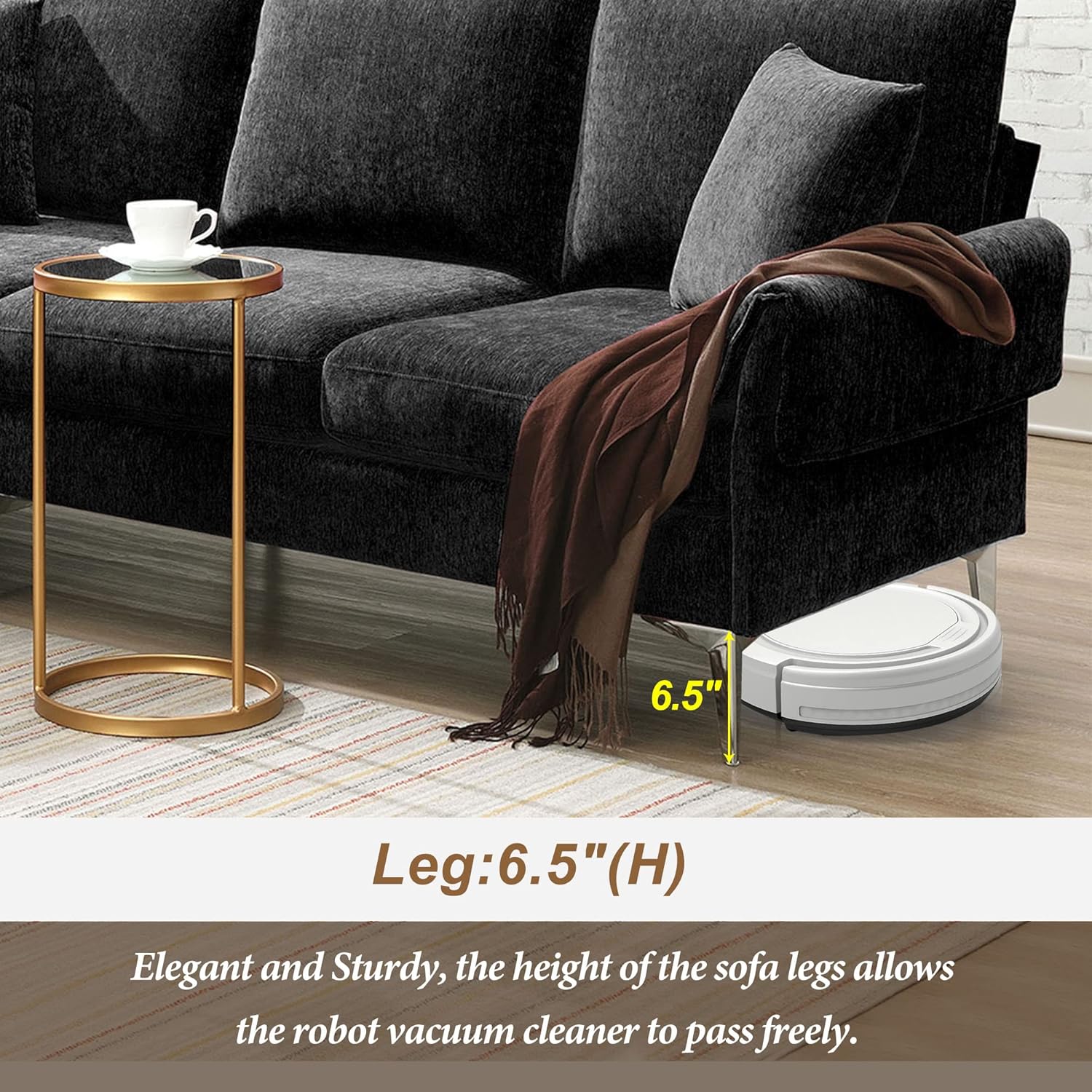Sofá modular convertible, juego de muebles de felpilla en forma de L de 84 pulgadas, cómodos sofás de 4 asientos con diván reversible y espuma