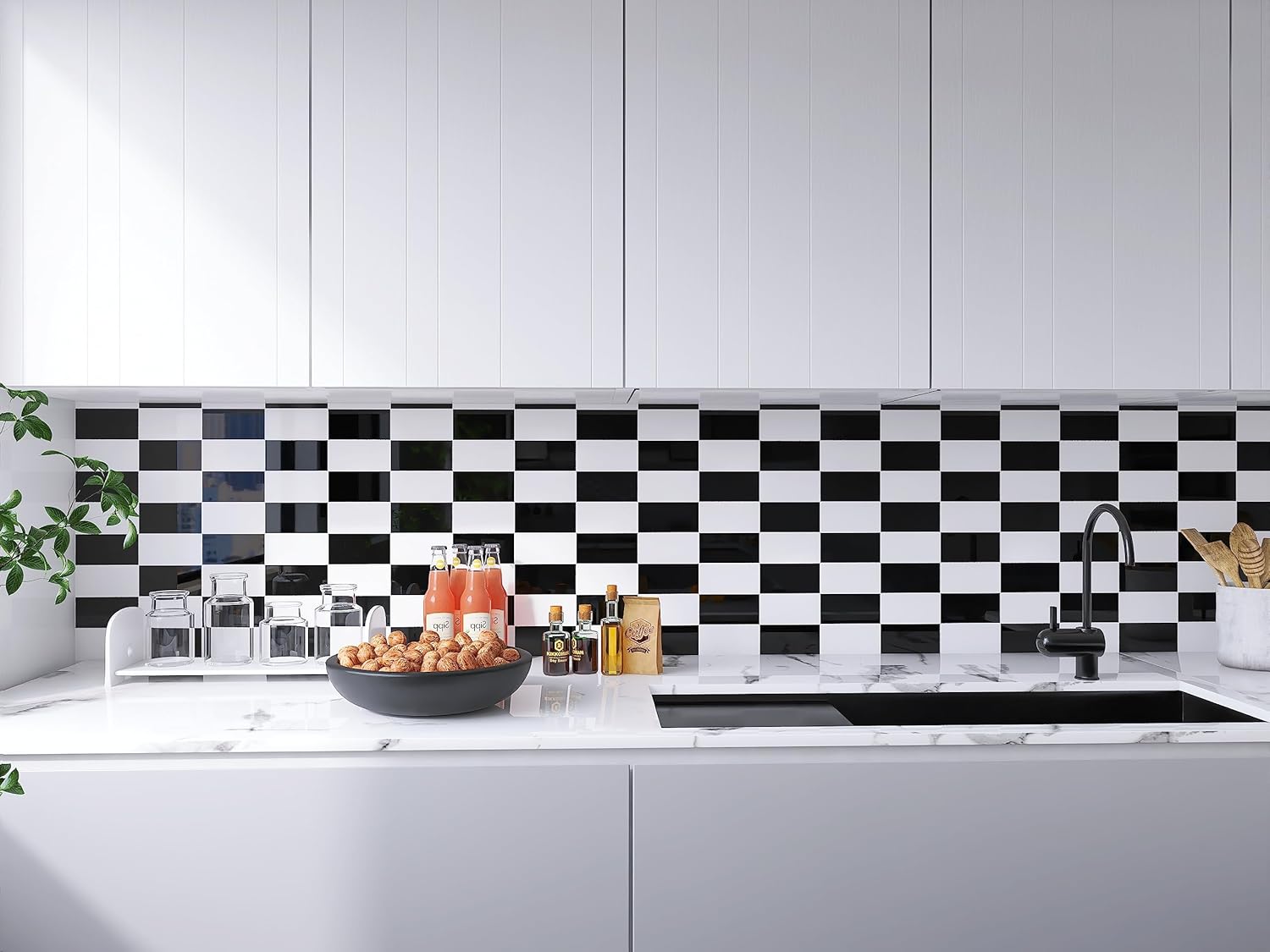 Avant Decor 56 azulejos  Azulejos compuestos de piedra de color sólido  Azulejos de cocina para despegar y pegar  Azulejos de pared  3 x 6 pulgadas