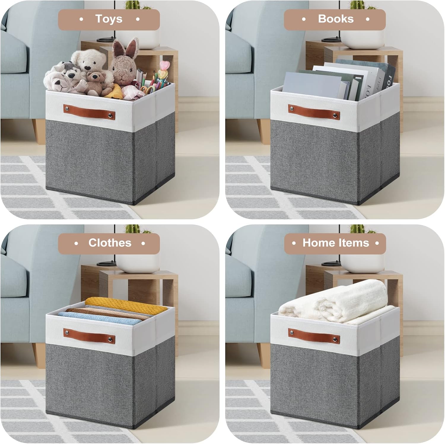 Cubos de almacenamiento de 11 x 11 pulgadas, paquete de 4 cubos de almacenamiento plegables para armario y caja de almacenamiento para ropa,