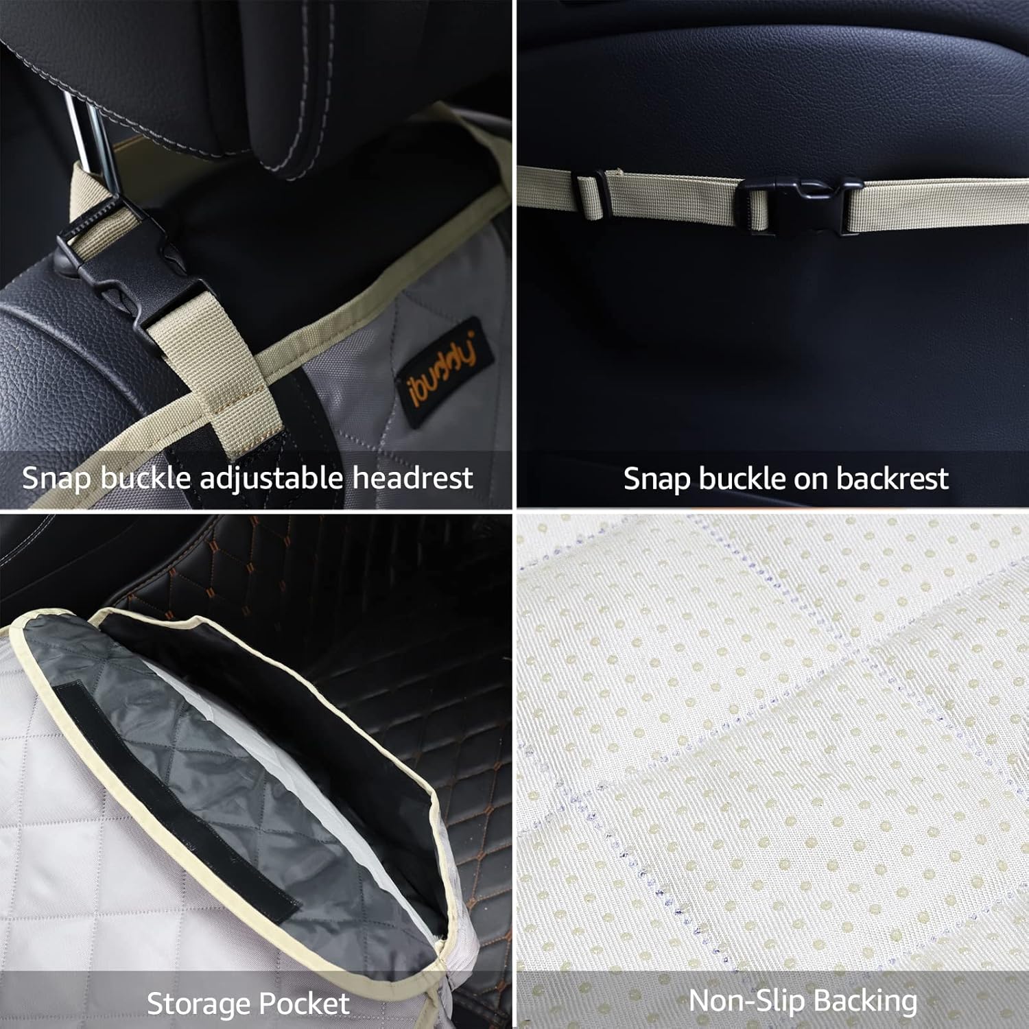 iBuddy Funda de asiento para perro para asiento delantero, impermeable, protege los asientos del cabello, la suciedad y la suciedad líquida, a