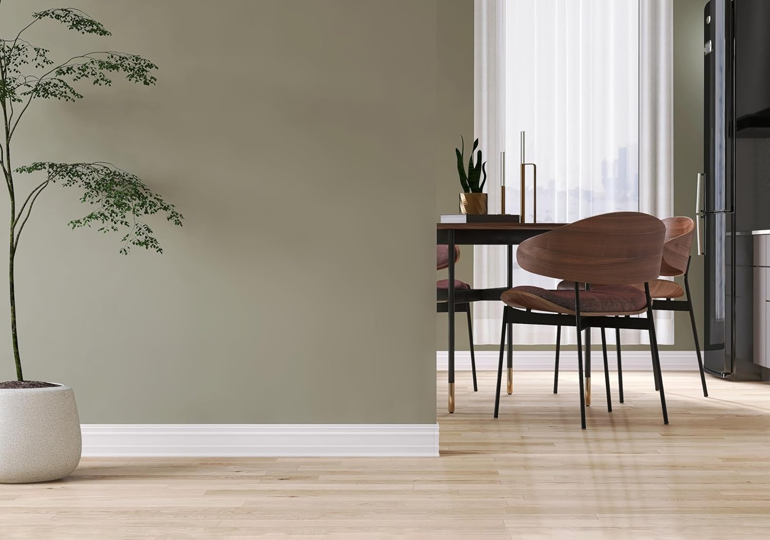 PRO FLEX Decoración de base de pared de vinilo blanco, ribete de 4 pulgadas x 20 pies con parte trasera adhesiva súper fuerte para despegar y pegar,