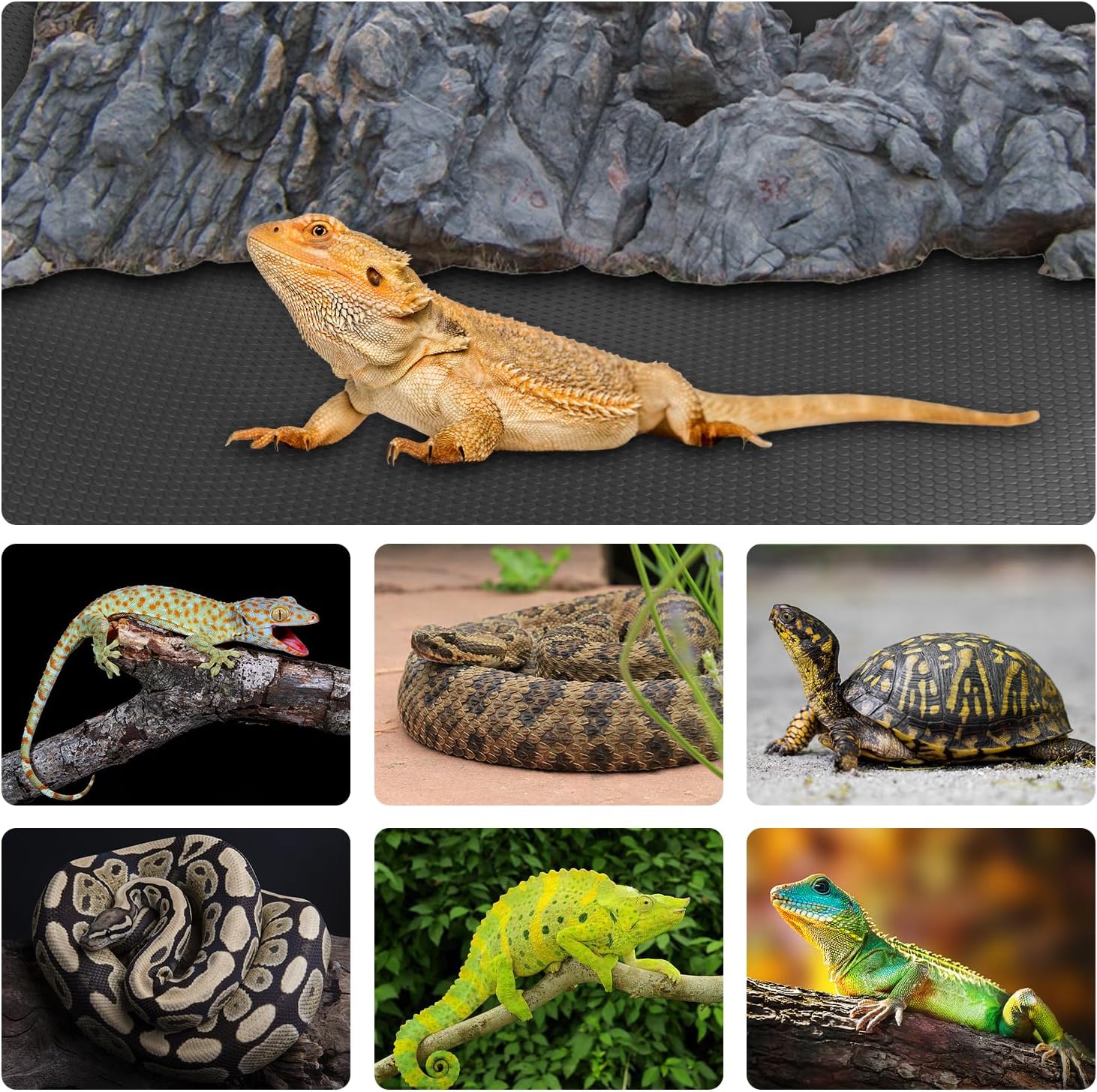 Accesorios para tanque de reptiles, accesorios de tanque de dragón barbudo de leopardo EVA, sustrato de alfombra para decoración de tanque de
