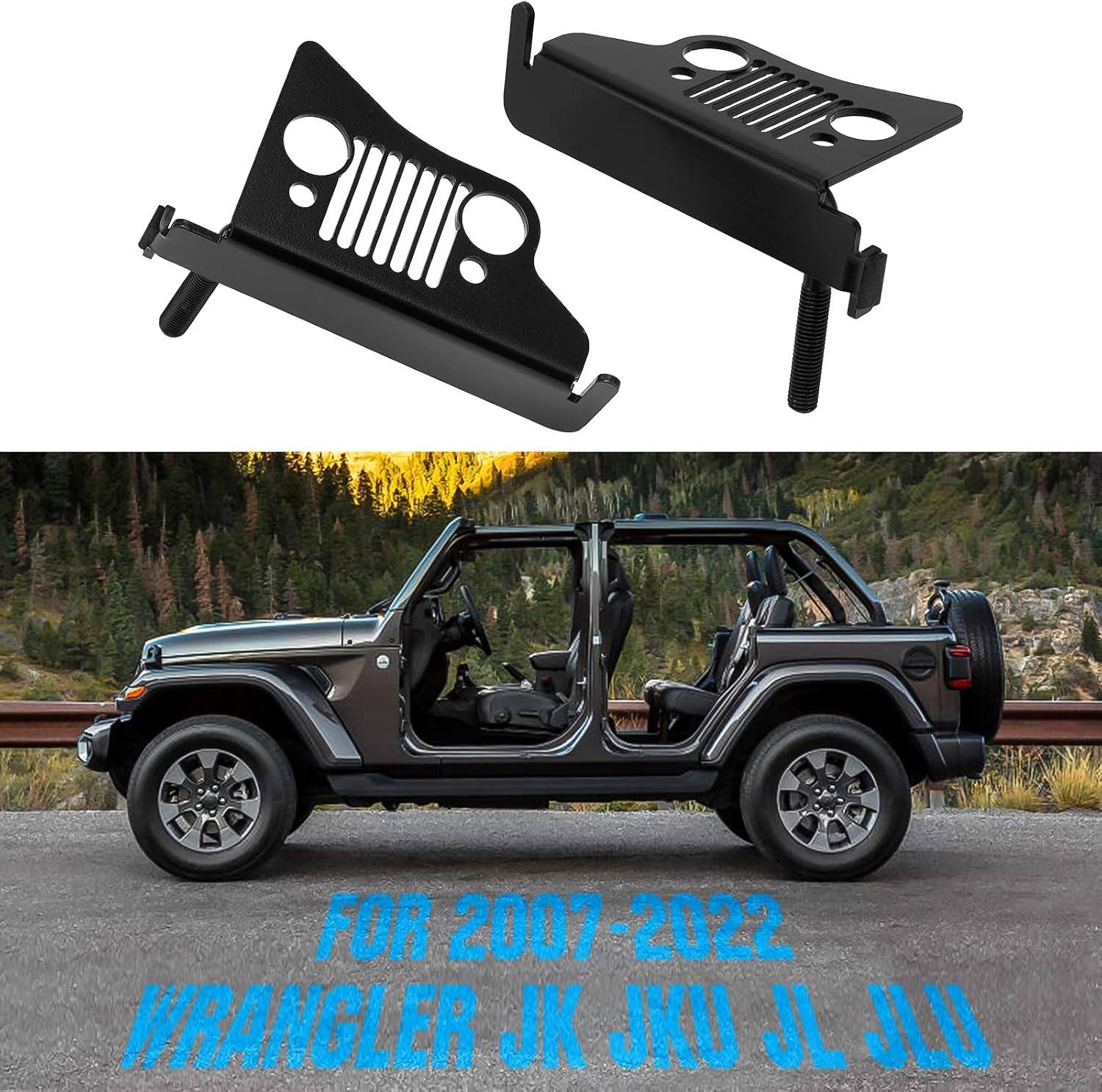 JL – Estriberas delanteras para reposapiés de puerta, pedal con rejilla estilo rejilla para Wrangler JK JKU JL JLU 2007-2022