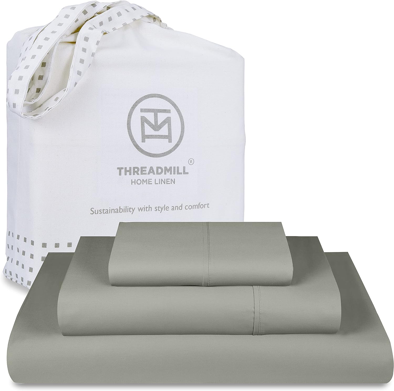 Threadmill Home Linen Bedding – Juego de sábanas de 800 hilos, 100 % algodón de fibras extralargas, juego de cama de lujo, 4 piezas, tejido de satén