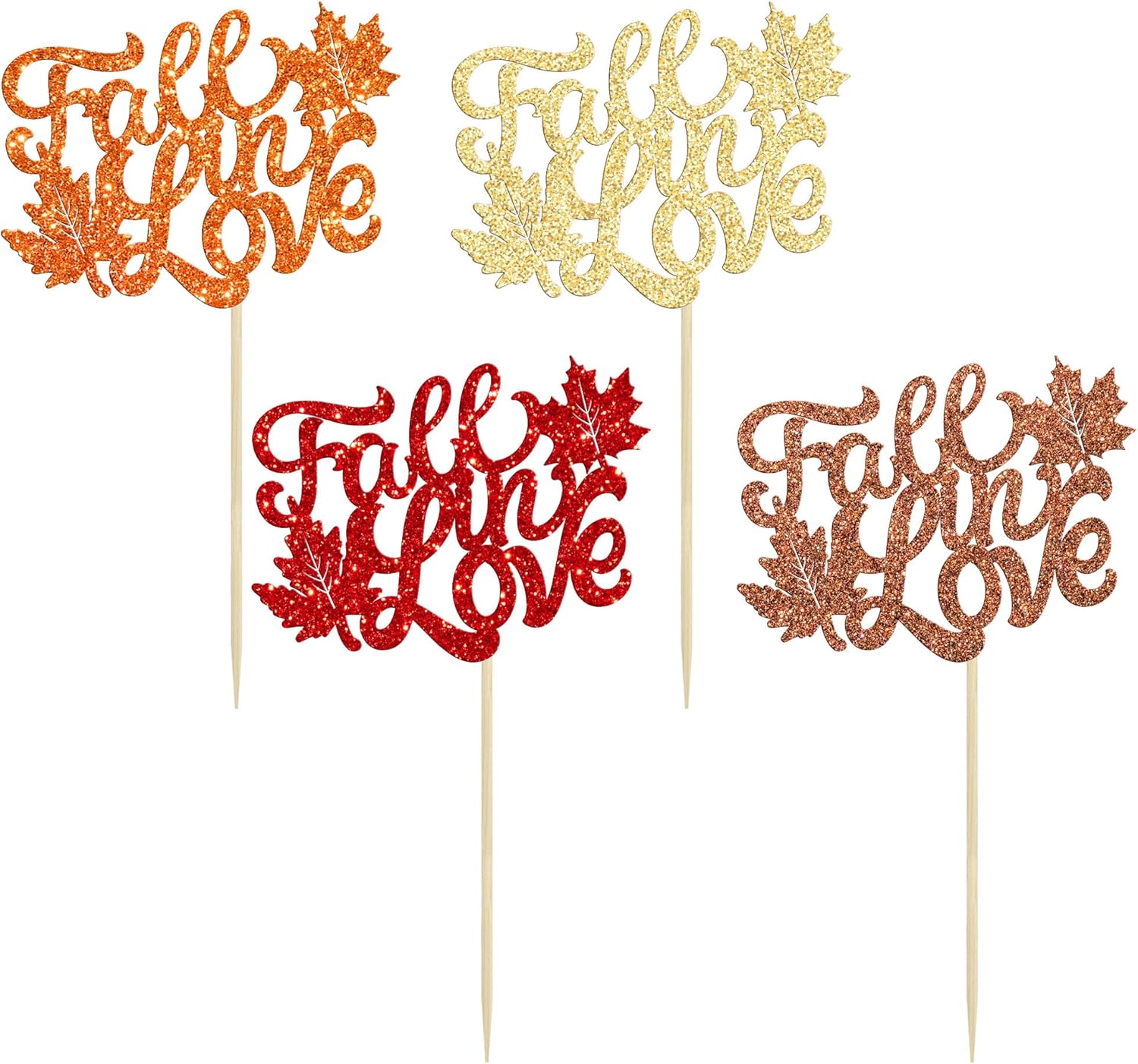 Gyufise 24 piezas de decoración para cupcakes con purpurina múltiple para otoño, despedida de soltera, decoración de cupcakes de boda, compromiso,