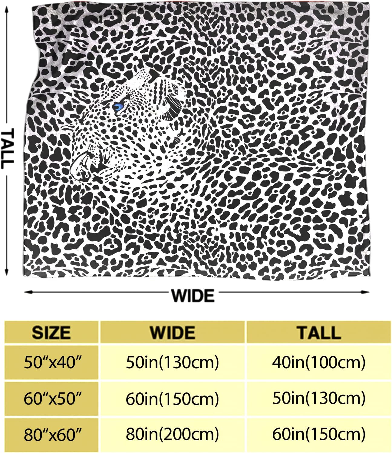 Manta de forro polar con estampado de guepardo, 330GSM, 60 x 80 pulgadas, mullida, cómoda, súper suave, con estampado de guepardo, regalo para