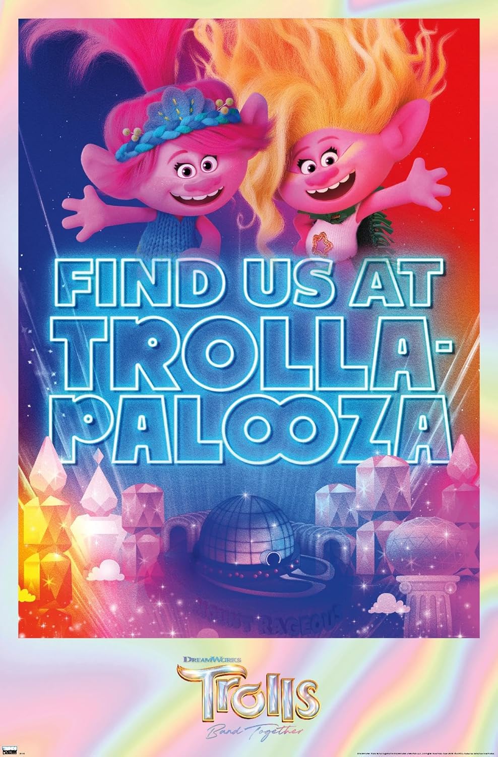 Trends International Trolls Band Together – Póster de pared de Viva and Poppy at Trolla-Palooza, 14.72 x 22.37 pulgadas, versión premium sin marco