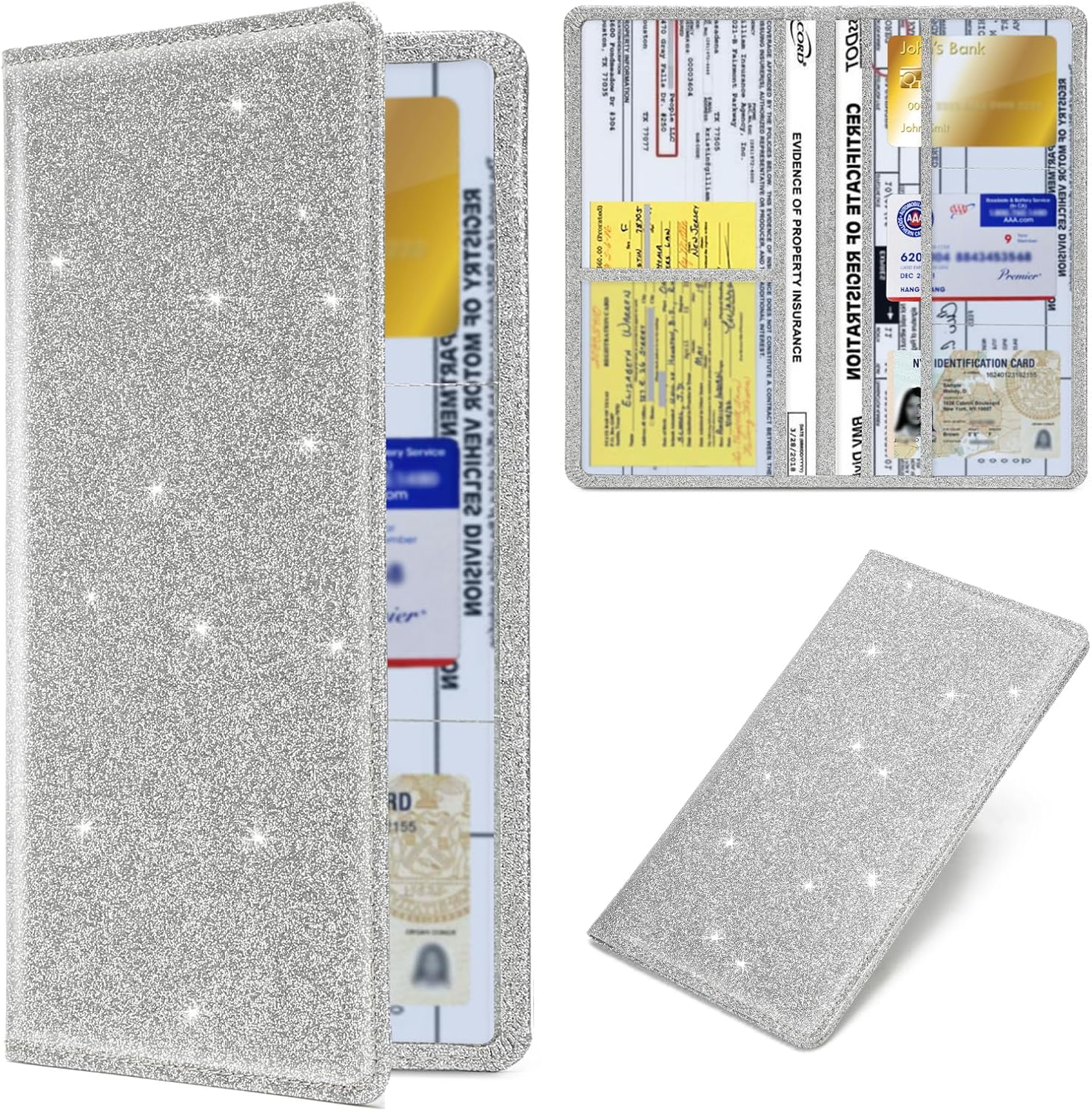Soporte para tarjetas de registro y seguro de automóvil organizador de guanteras para automóvil, cartera de documentos, carpeta manual de cuero,