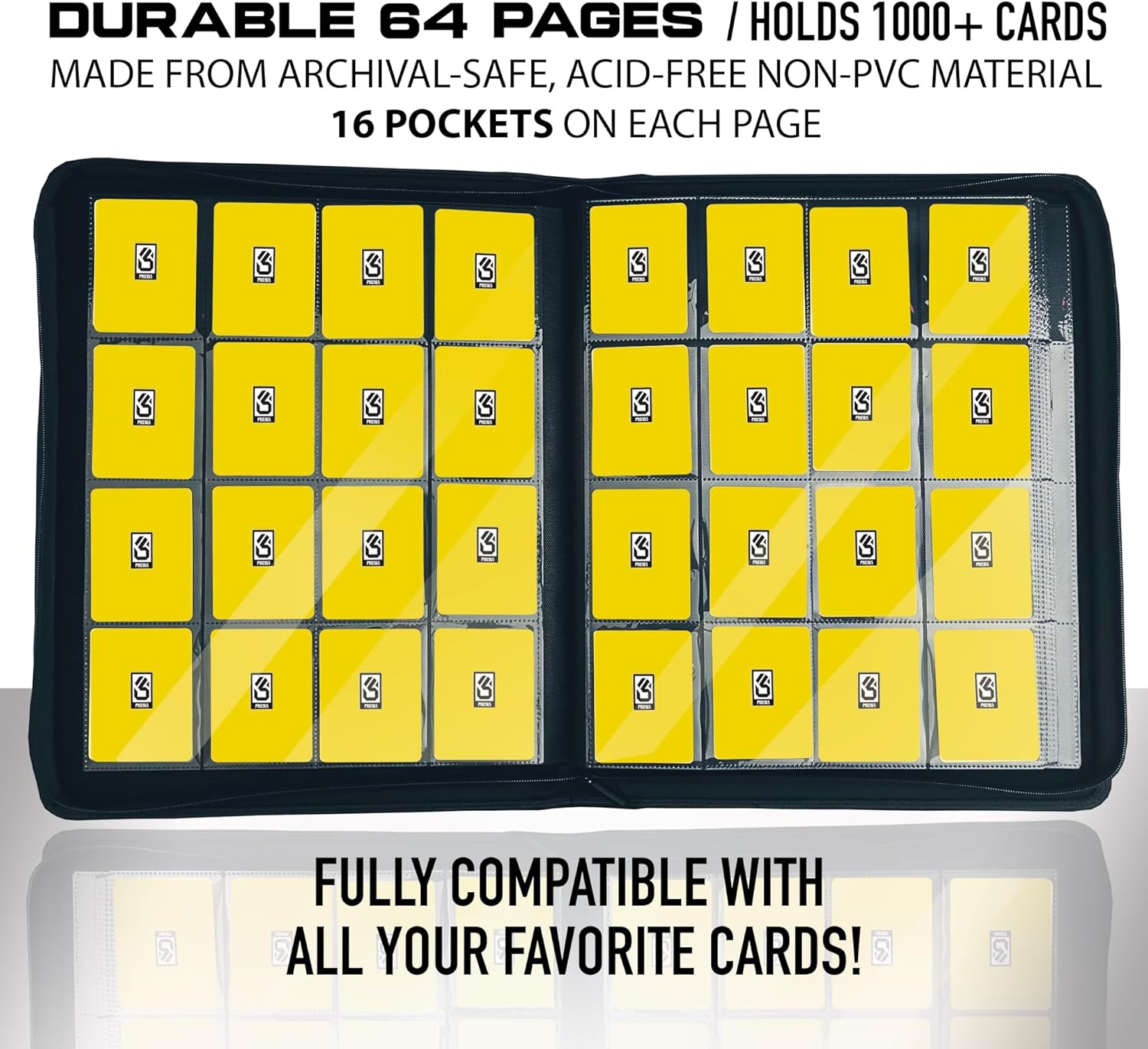 PRO365 – Carpeta para tarjetas coleccionables de 1000 + bolsillos  Cartera de tarjetas coleccionables de 16 bolsillos de carga lateral  Carpeta a