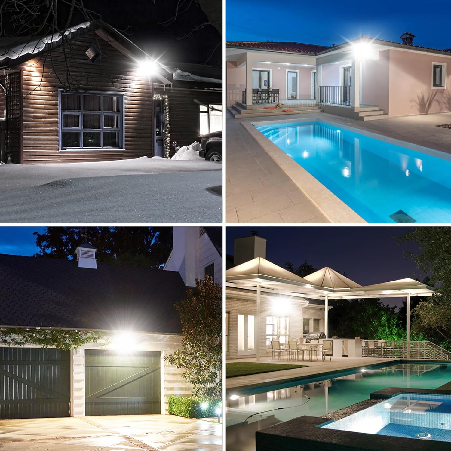 Luces de seguridad de 50 W del anochecer al amanecer al aire libre, reflector LED inteligente de 7000 lúmenes, control por aplicación, blanco 2700