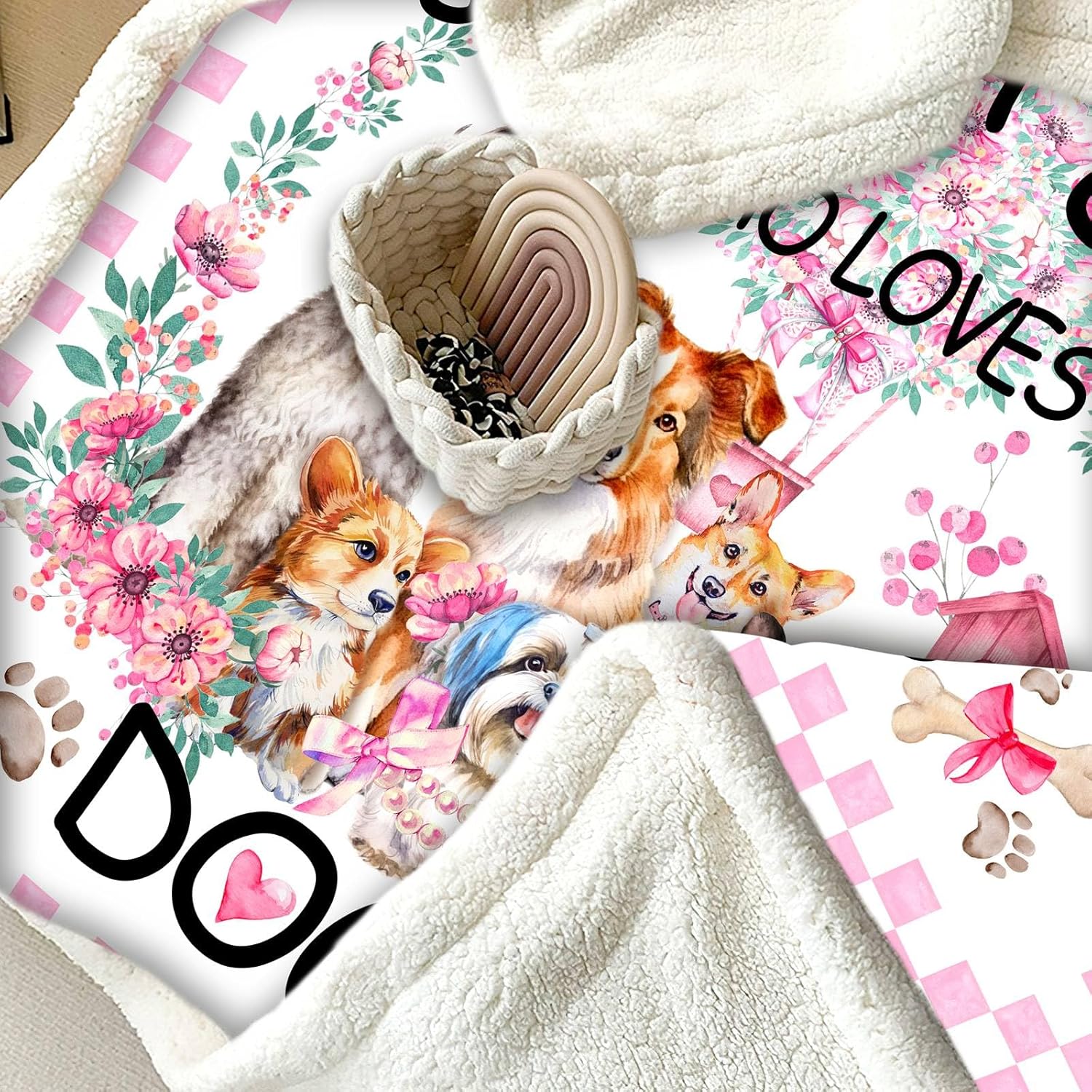 Manta de felpa para perros y cachorros, regalo para niñas, mujeres, niños, amantes de los perros, mantas cómodas y ligeras para cachorros, manta