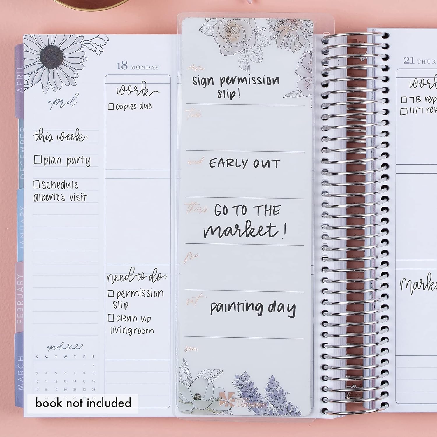 Tablero de lista de tareas pendientes en Flora, tablero de doble cara y borrado en húmedo. Puedes encajar en tu agenda o carpeta en espiral, abordar