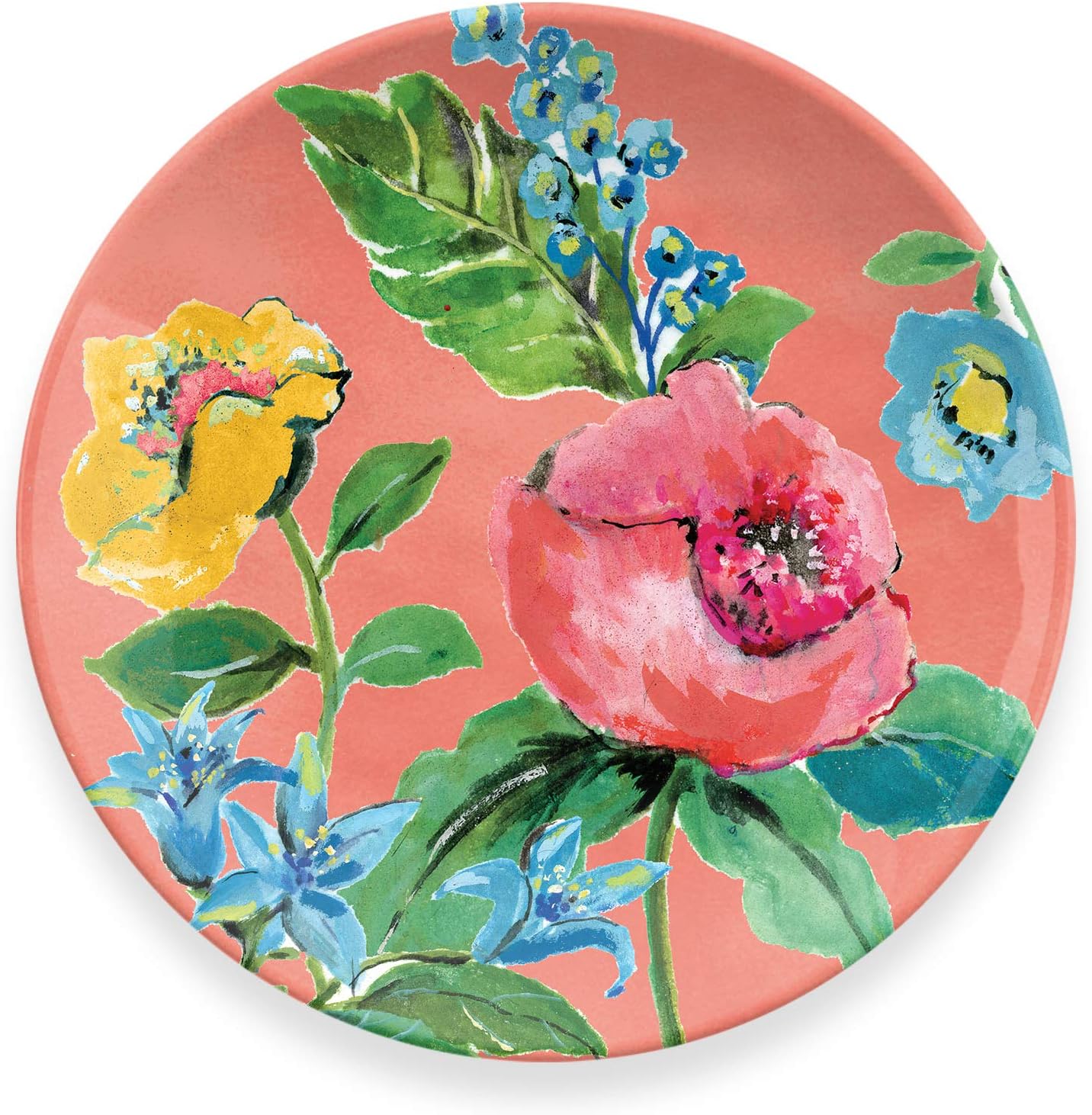 TarHong Garden Floral Surtido Platos de ensalada, 8.5 pulgadas, melamina, juego de 4