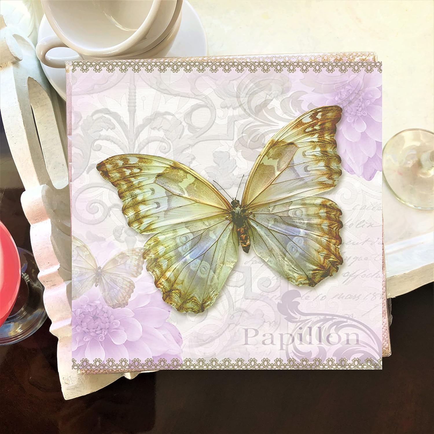 Servilletas de San Valentín de 13 x 13 pulgadas, servilletas de mariposa para decoupage para el día de la madre, hermosas servilletas de papel,