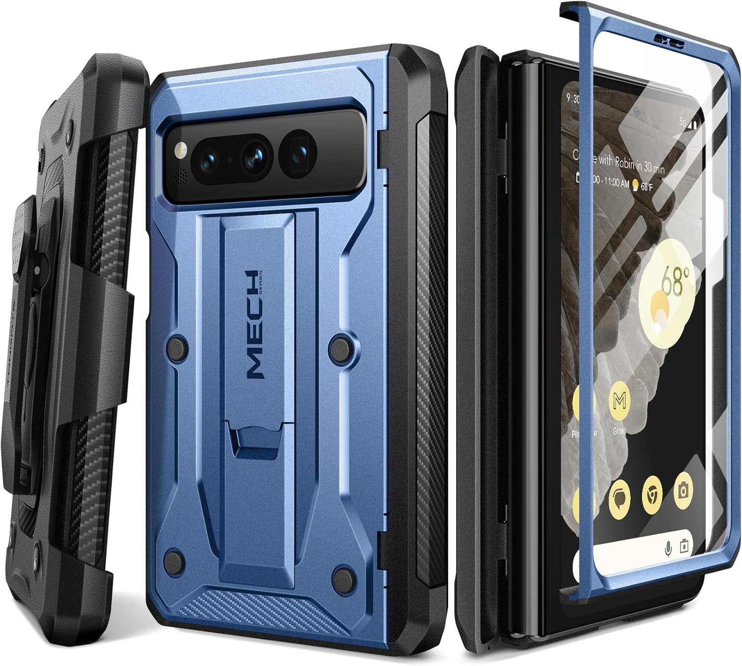 Tongate Funda plegable para Google Pixel (2023), protector de pantalla integrado protección de bisagra Funda resistente de grado militar de doble