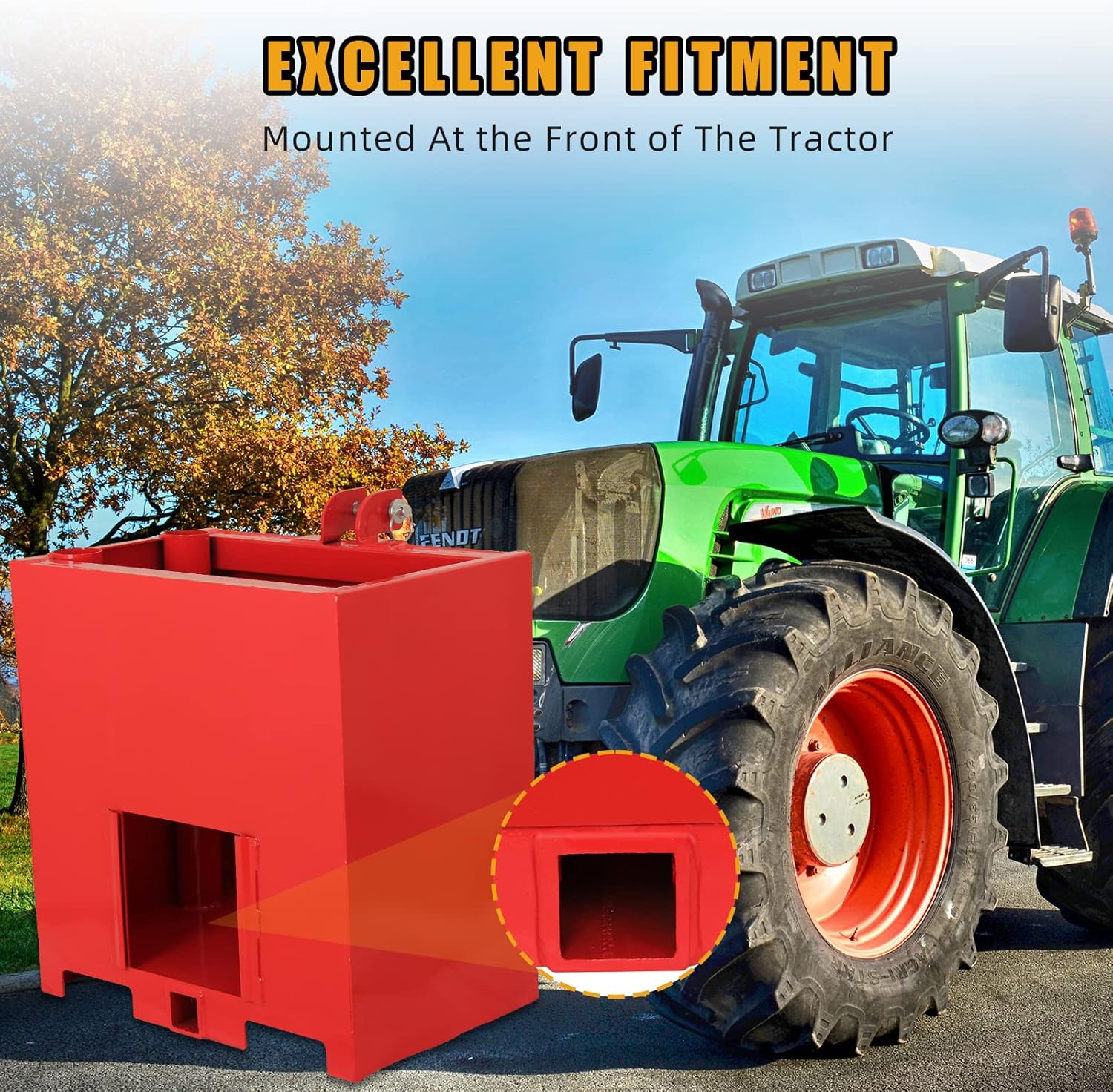 Caja de balasto de 3 puntos, capacidad de 800 libras, se adapta al accesorio de tractor de categoría 1, receptor de enganche estándar de 2 pulgadas