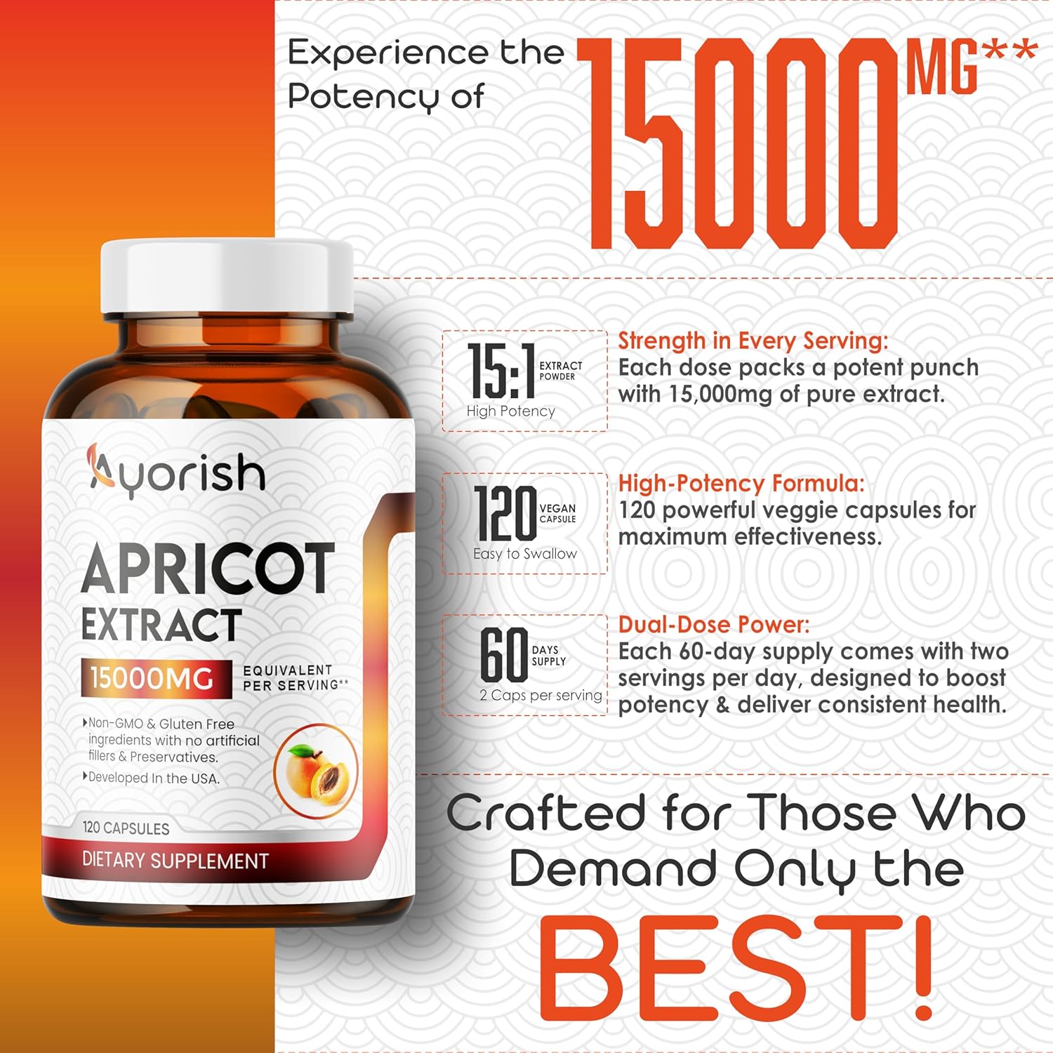 Cápsula de albaricoque 151 (120 cápsulas vegetales) 1000 mg Porción
