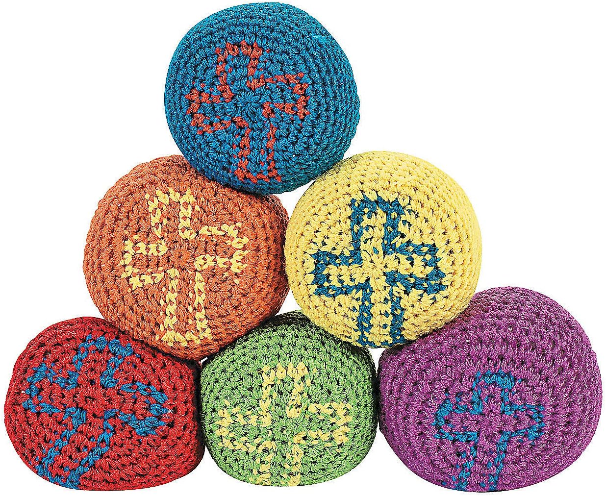 Fun Express Pelotas de punto de cruz religiosa (juego de 12) escuela dominical y suministros VBS