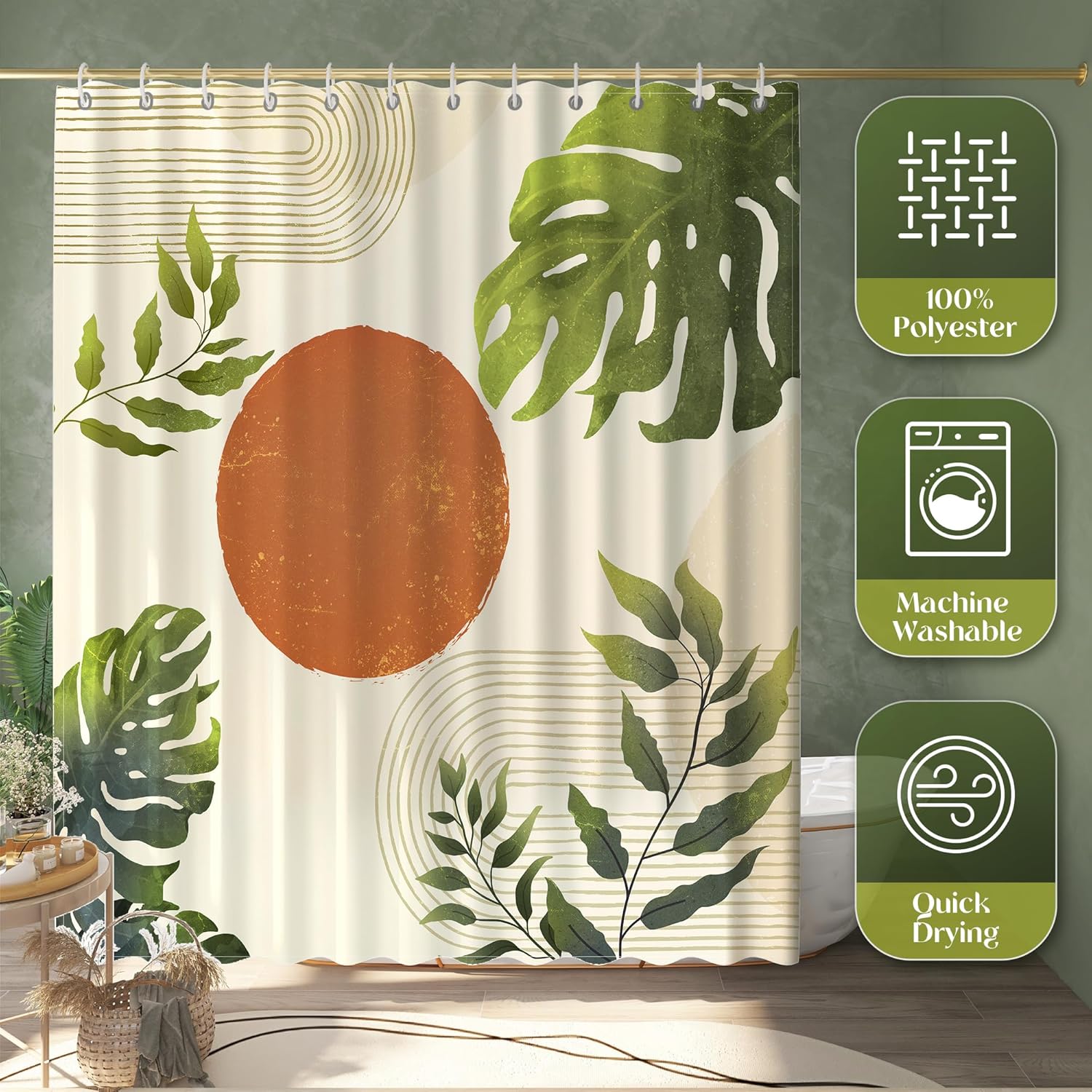EOSAHR Cortinas de ducha bohemias para decoración de baño, juego de cortinas de baño de granja para accesorios modernos de decoración del hogar de