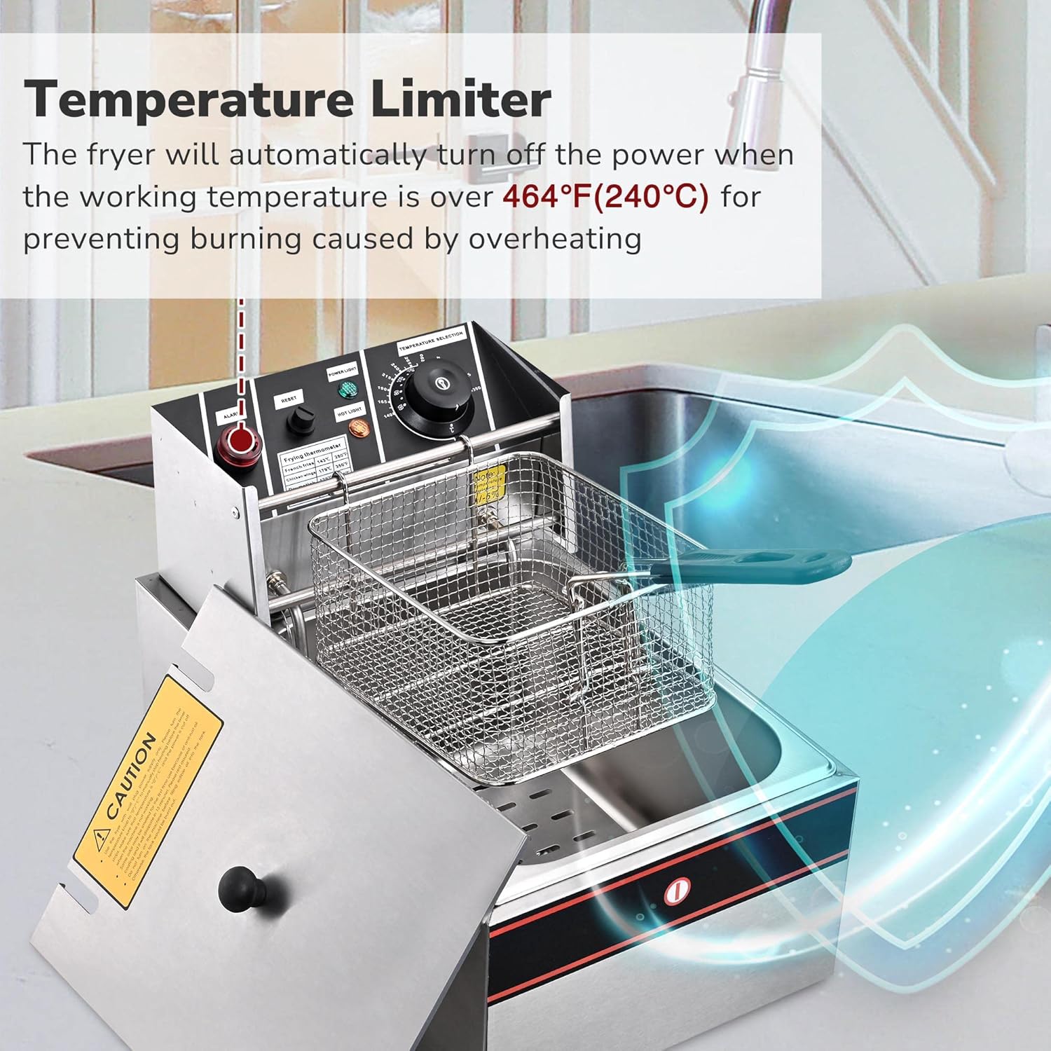 WeChef freidora eléctrica de inmersión para encimera, con tapa, con tanque extraíble, para cocinar papas fritas, para el hogar, la cocina, para uso