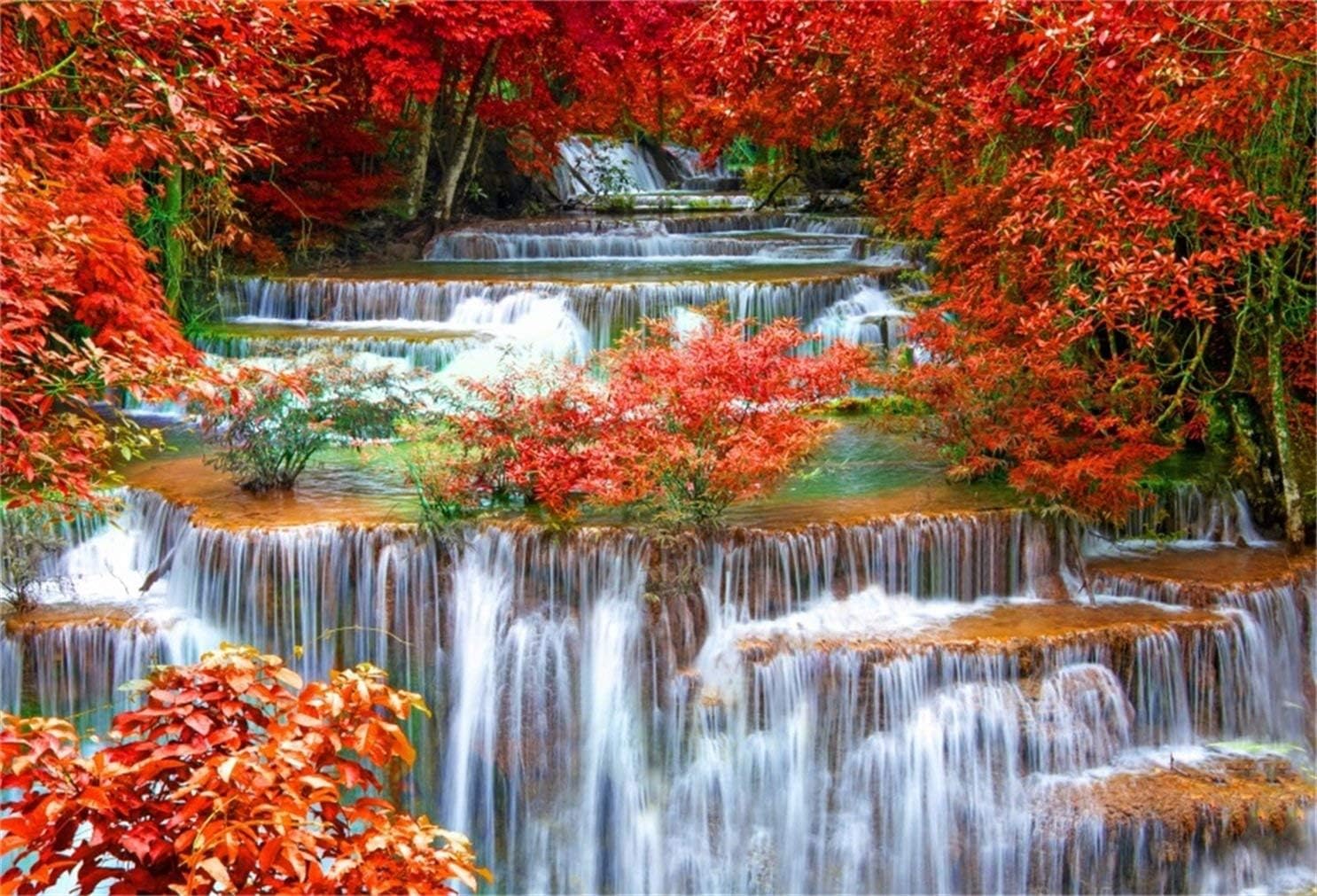 AOFOTO Telón de fondo de cascadas de 8 x 6 pies para fotografía de fondo de cascada, paisaje, naturaleza, viajes, hombre adulto, Retrato artístico,