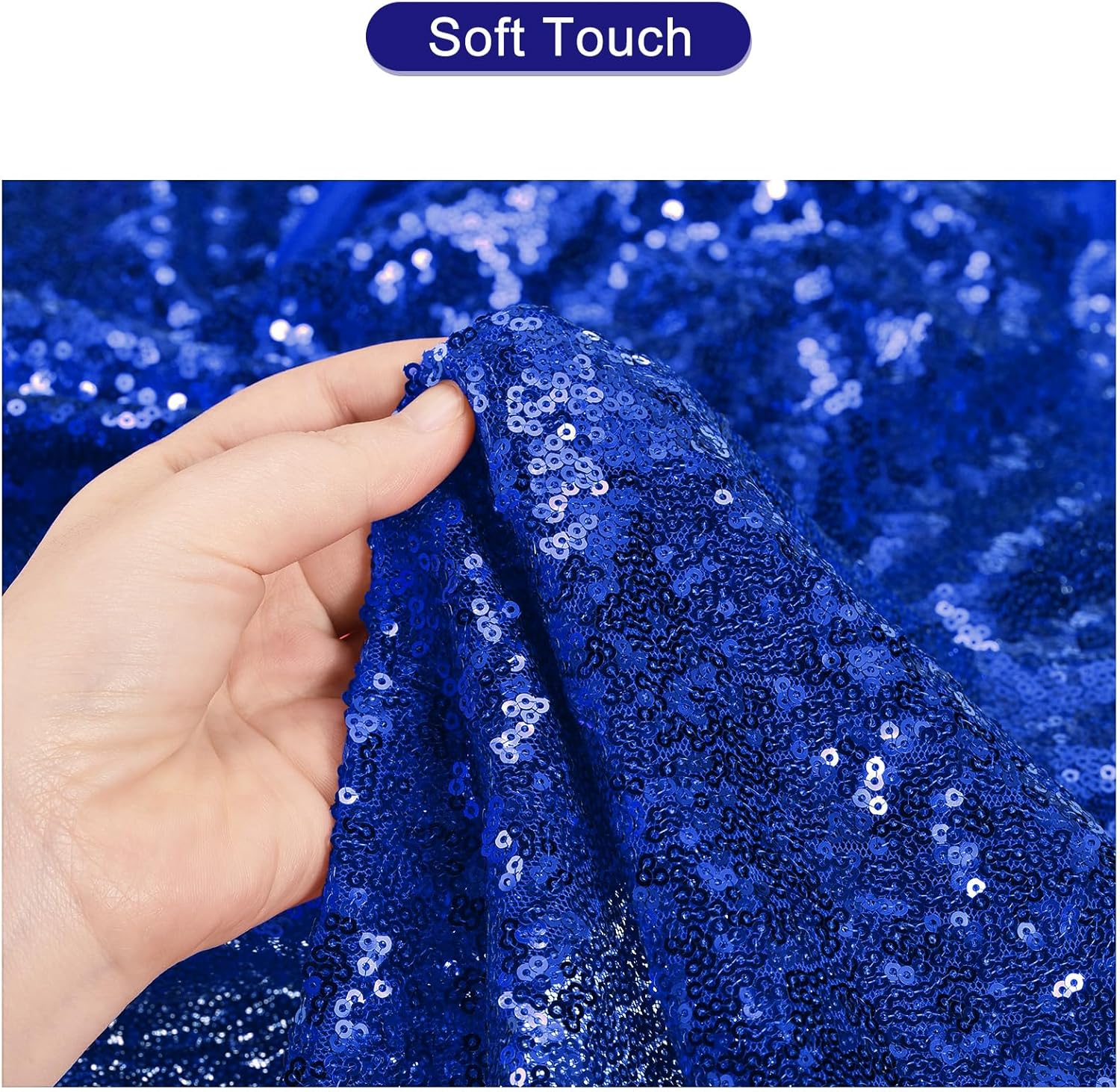 MECCANIXITY Tela de lentejuelas azul, 4 yardas de longitud 4.2 pies de ancho, tela de malla de lentejuelas brillantes para decoración de ropa de