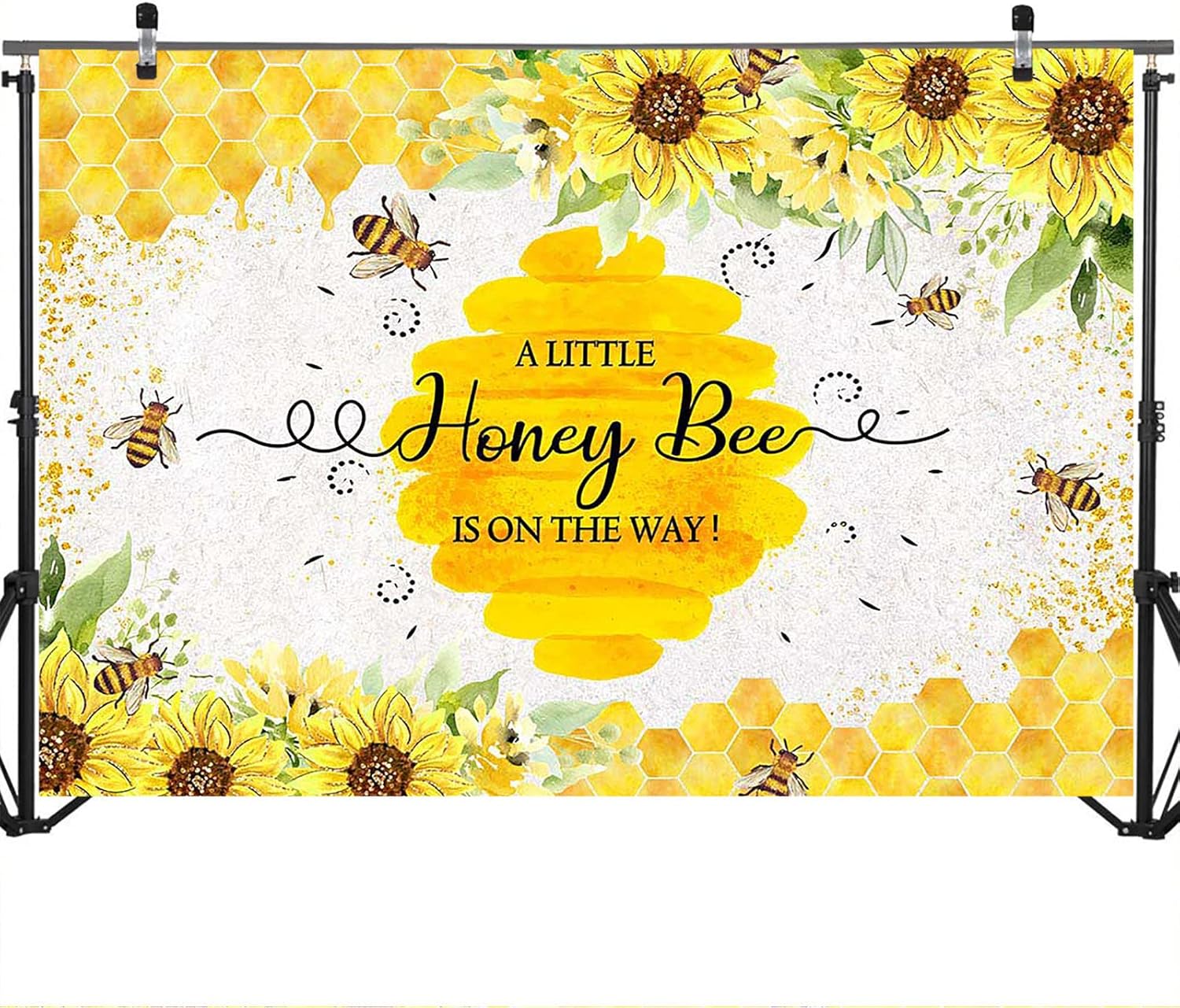Mocsicka Telón de fondo para baby shower de abeja, A Little Honey Bee is on The Way, decoración de baby shower, girasoles Honycomb, abejorro,