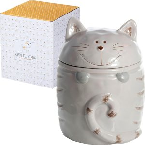 SPOTTED DOG GIFT COMPANY Tarro de galletas para gatos con tapa, recipiente de cocina de cerámica para encimera, lindo recipiente de almacenamiento SPOTTED DOG GIFT COMPANY Tarro de galletas para gatos con tapa, recipiente de cocina de cerámica para encimera, lindo recipiente de almacenamiento