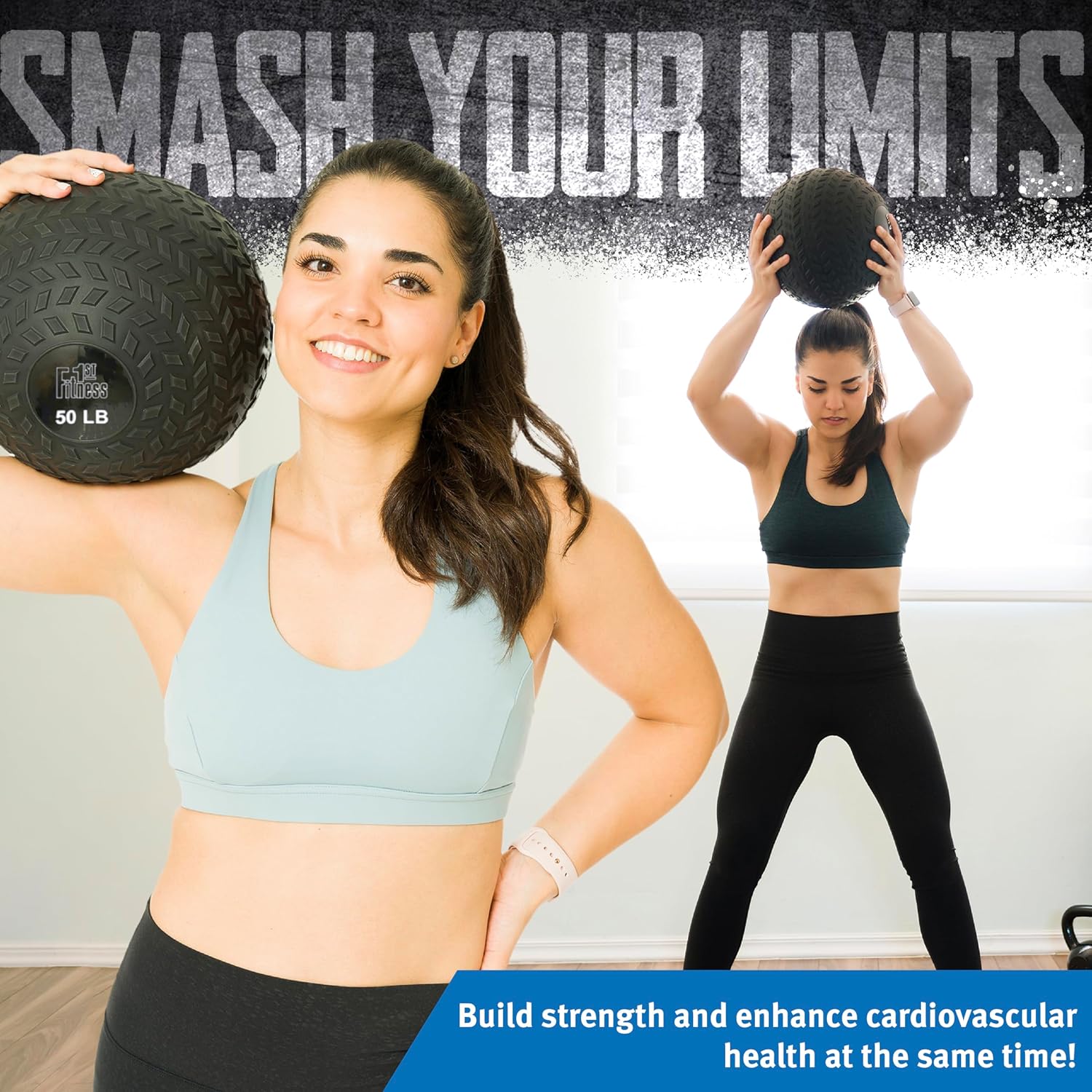 Fitness First Slam Ball, pelota medicinal rellena de arena fácil de agarrar para ejercicio y entrenamiento, ideal para entrenamiento con pesas,