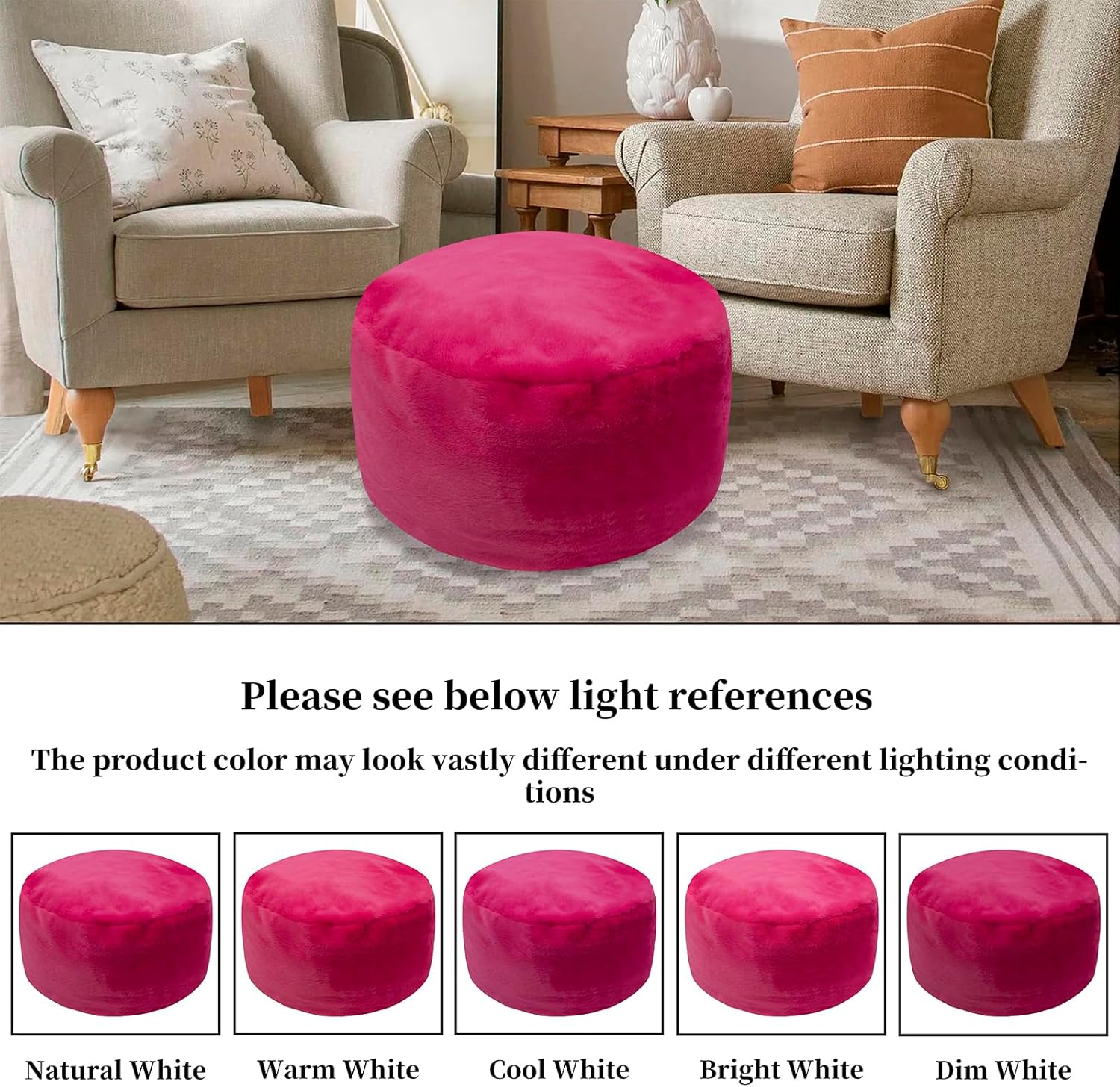 GLAXYFUR Funda de puf sin relleno, taburete de piel sintética, solución de almacenamiento de 20 x 12 pulgadas, puf (sin relleno), reposapiés para