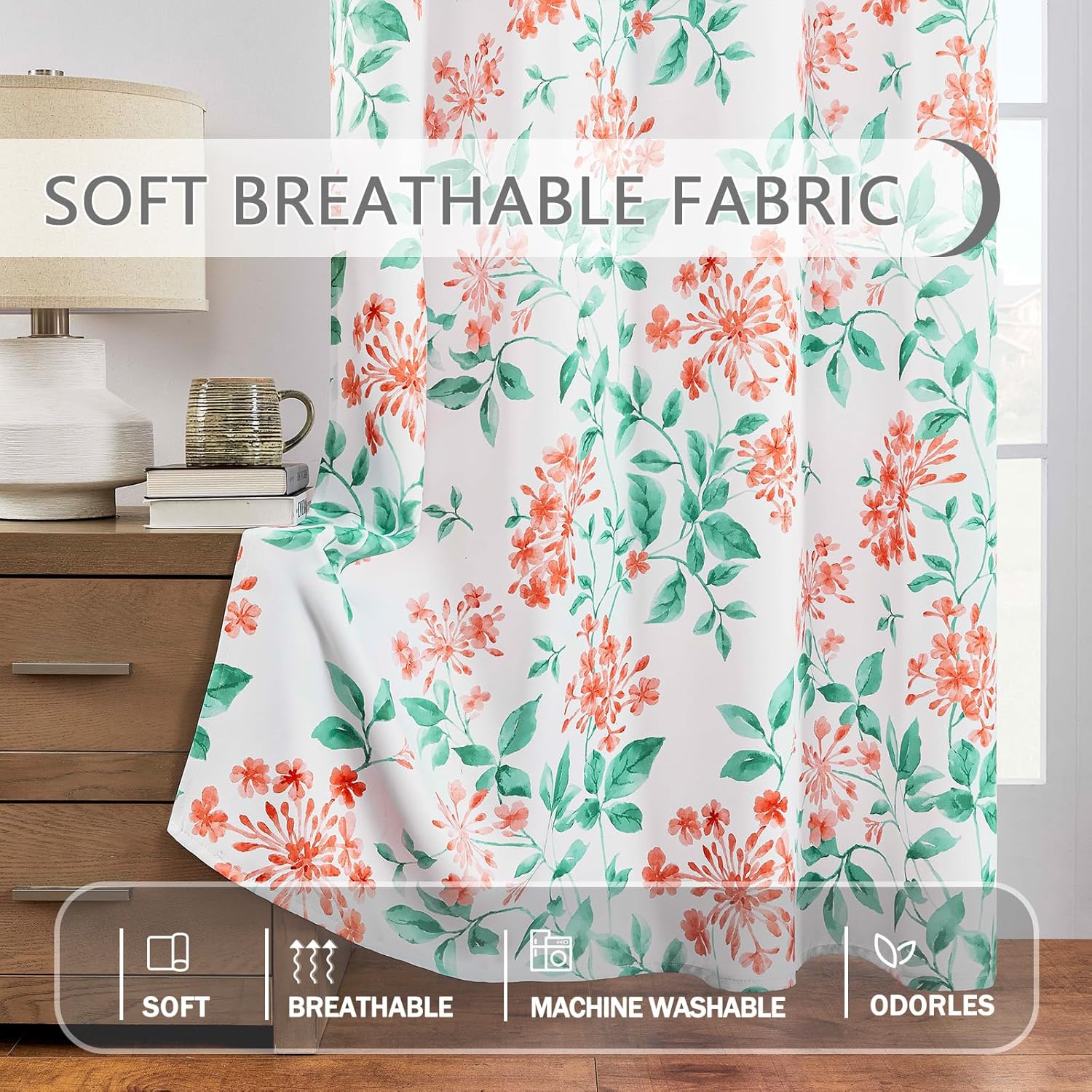 Cortinas florales de hortensias de 84 pulgadas de largo, con ojales impresos, para sala de estar, dormitorio, oscurecimiento de habitación, ahorro
