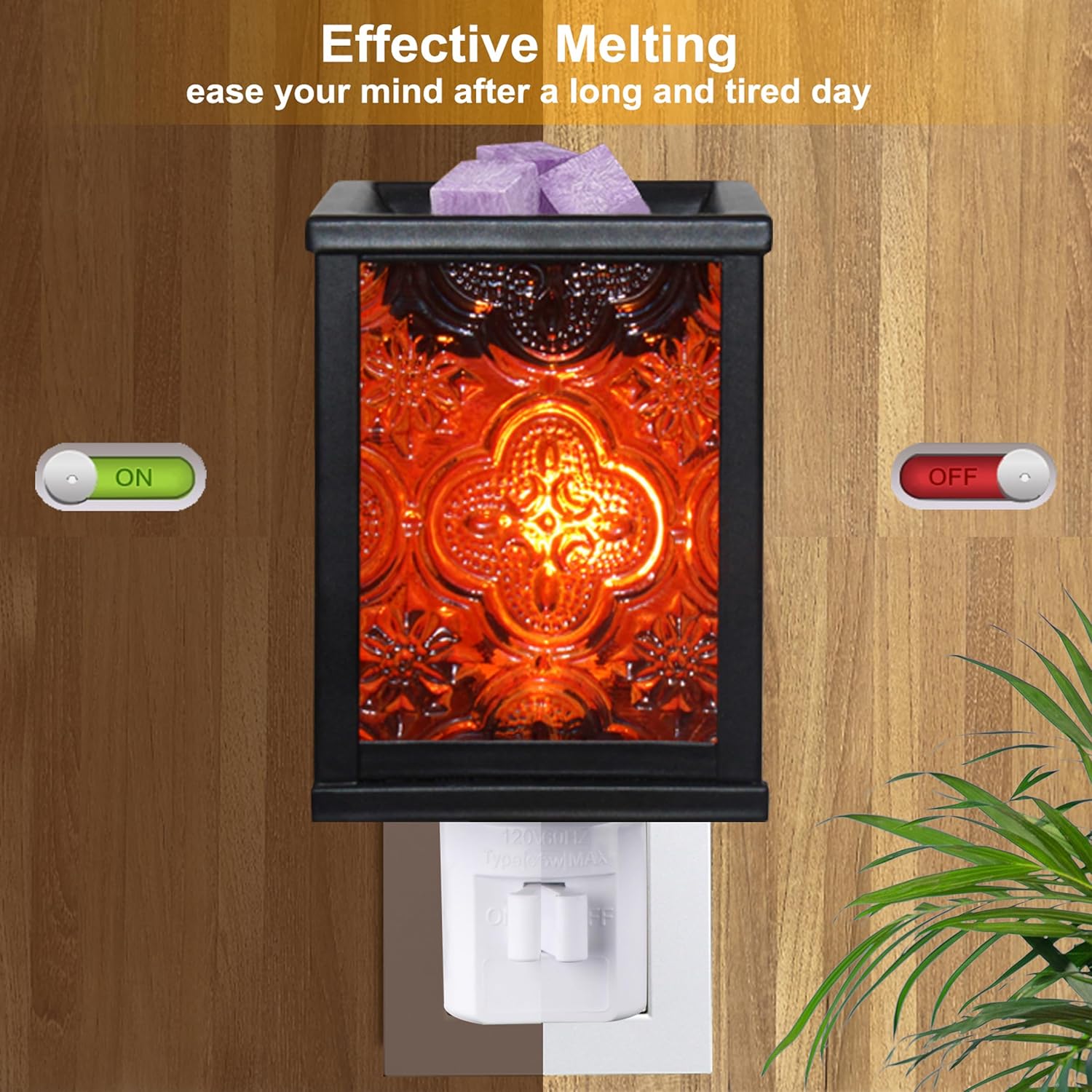 CVHOMEDECO. Calentador eléctrico marroquí de cera derretida, calentador de velas decorativo para velas perfumadas, cera derretida, tartas y aceites